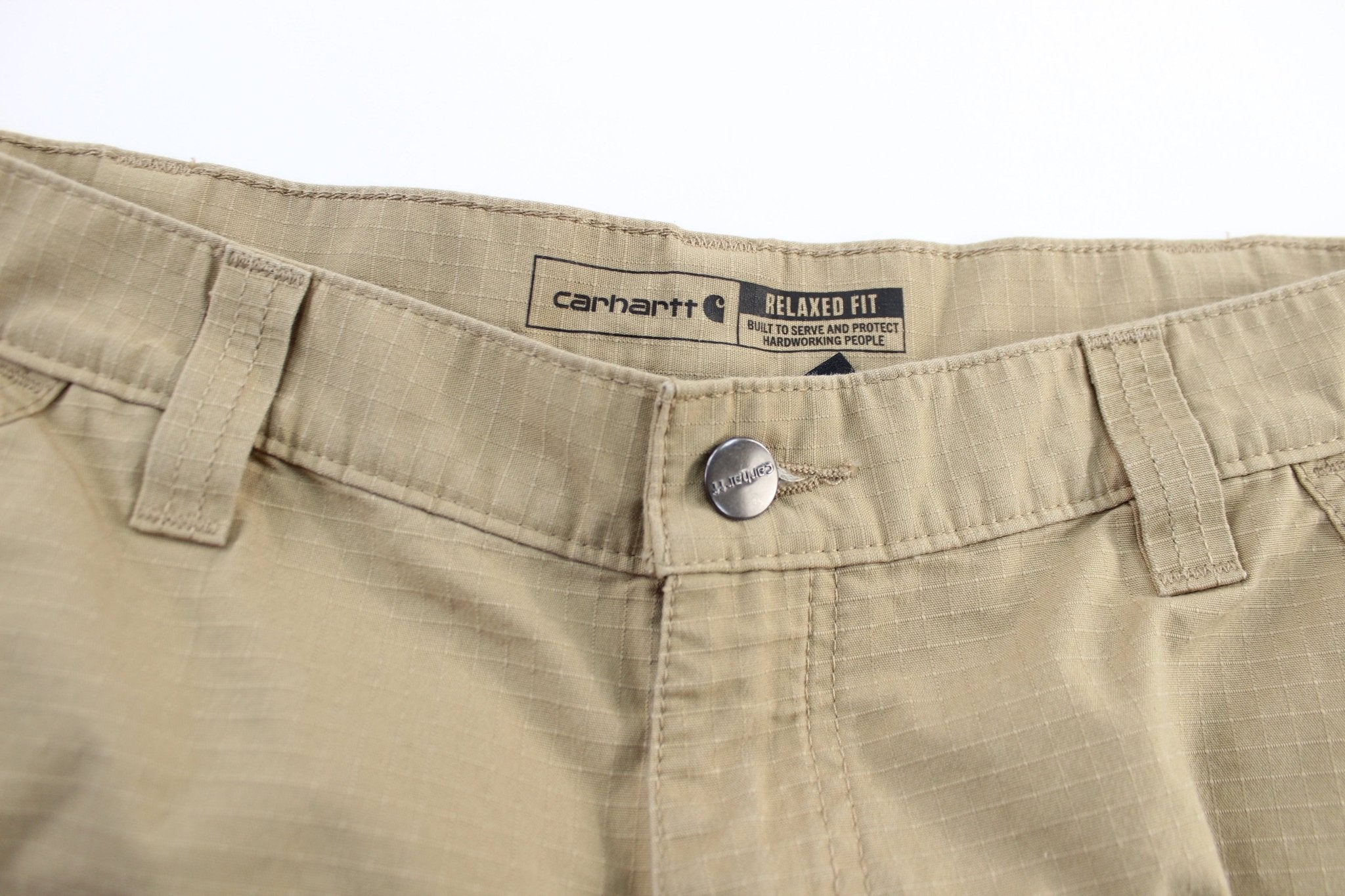 Carhartt Logo Patch Tan Cargo Shorts - ThriftedThreads.com