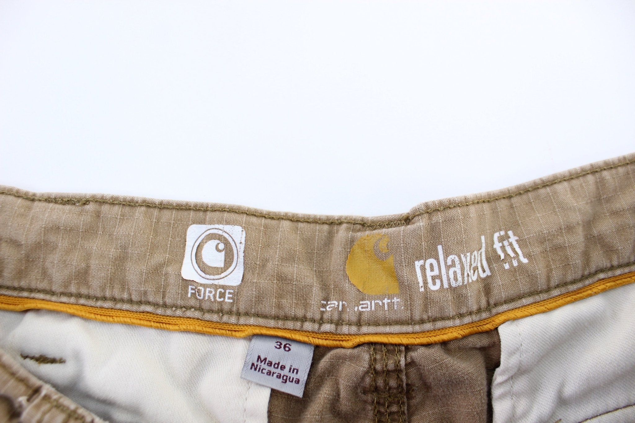 Carhartt Logo Patch Tan Cargo Shorts - ThriftedThreads.com
