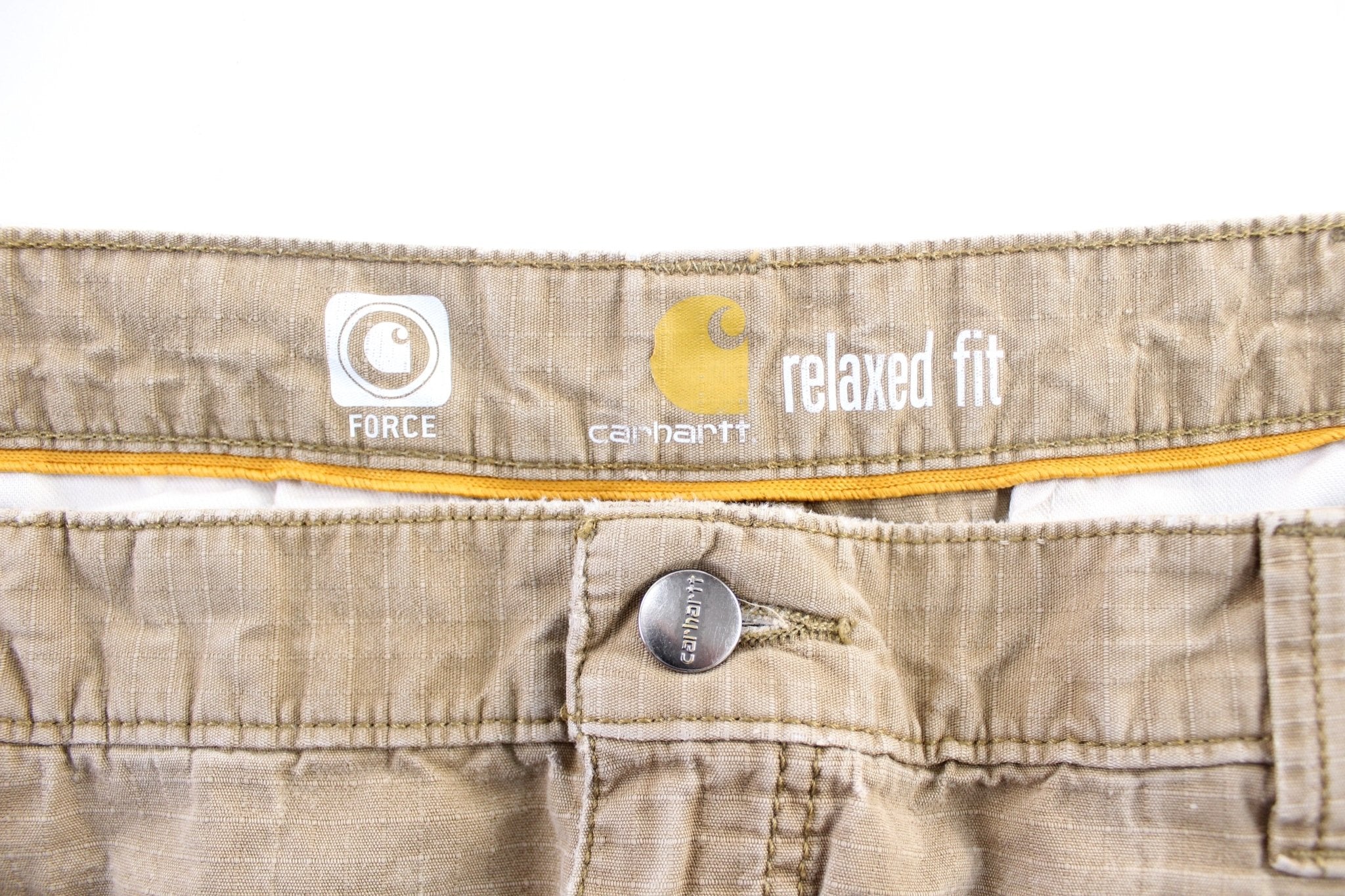 Carhartt Logo Patch Tan Cargo Shorts - ThriftedThreads.com