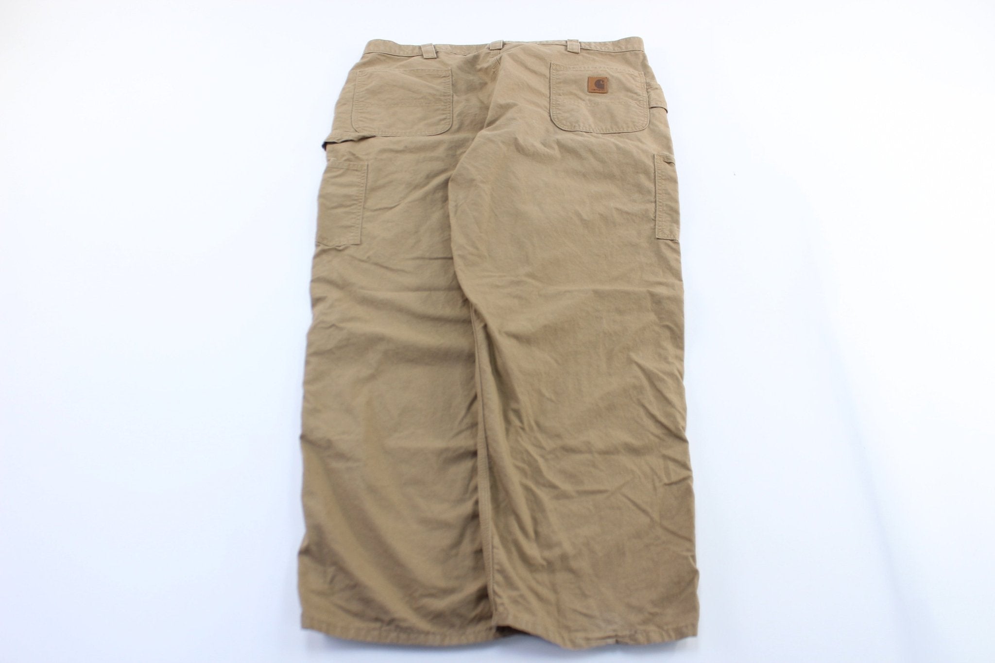 Carhartt Logo Patch Tan Carpenter Pants - ThriftedThreads.com
