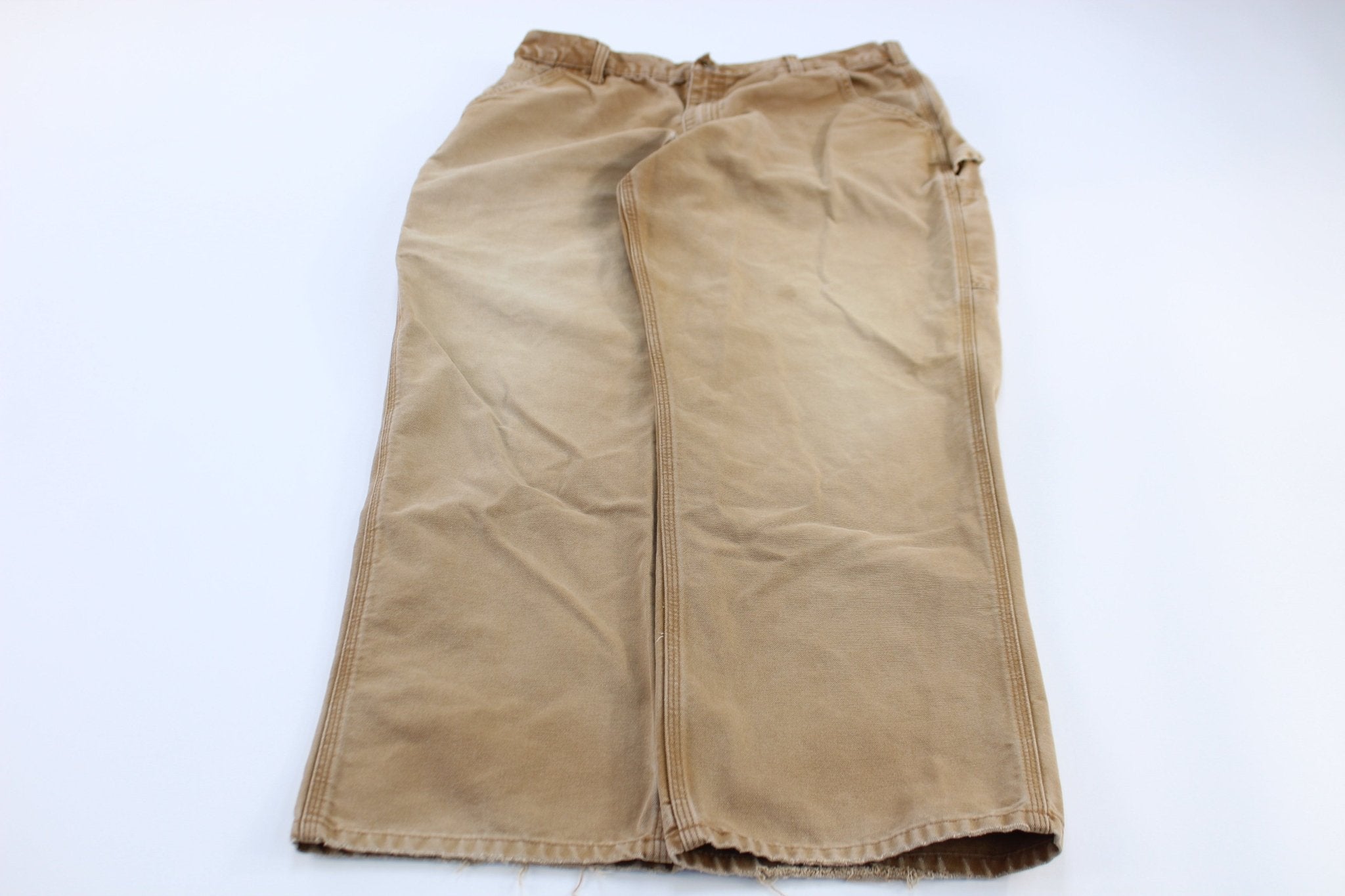 Carhartt Logo Patch Tan Carpenter Pants - ThriftedThreads.com