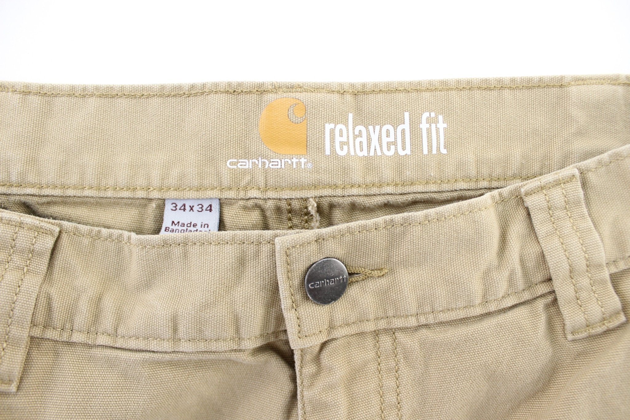 Carhartt Logo Patch Tan Carpenter Pants - ThriftedThreads.com