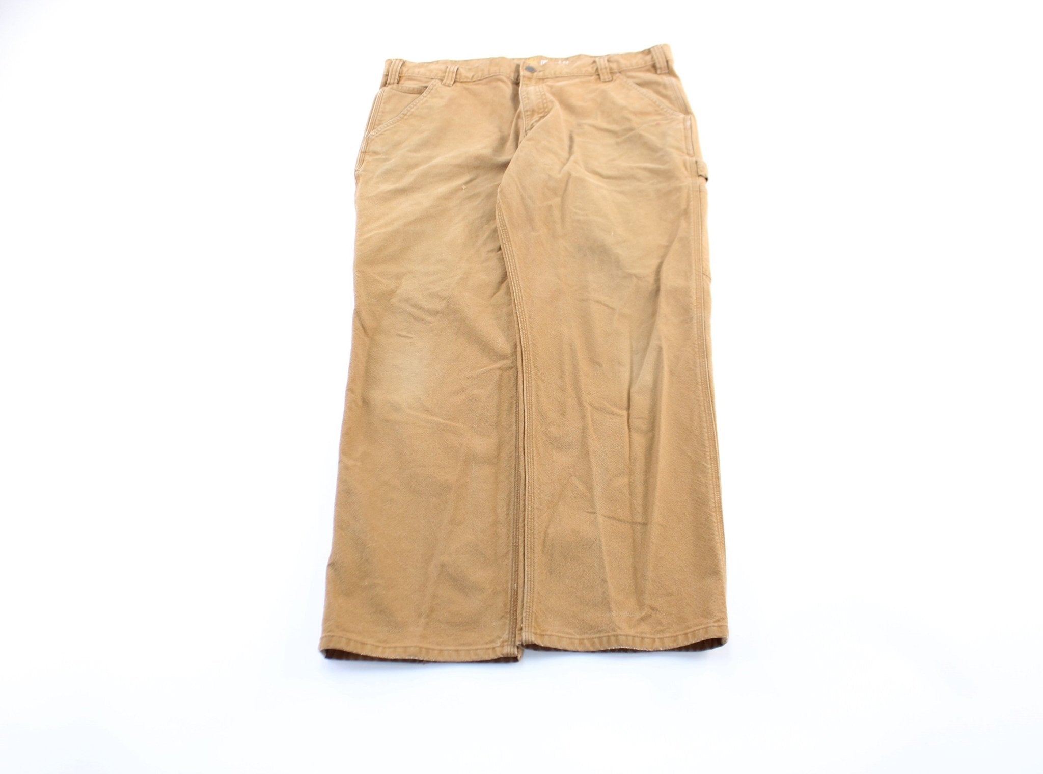 Carhartt Logo Patch Tan Carpenter Pants - ThriftedThreads.com