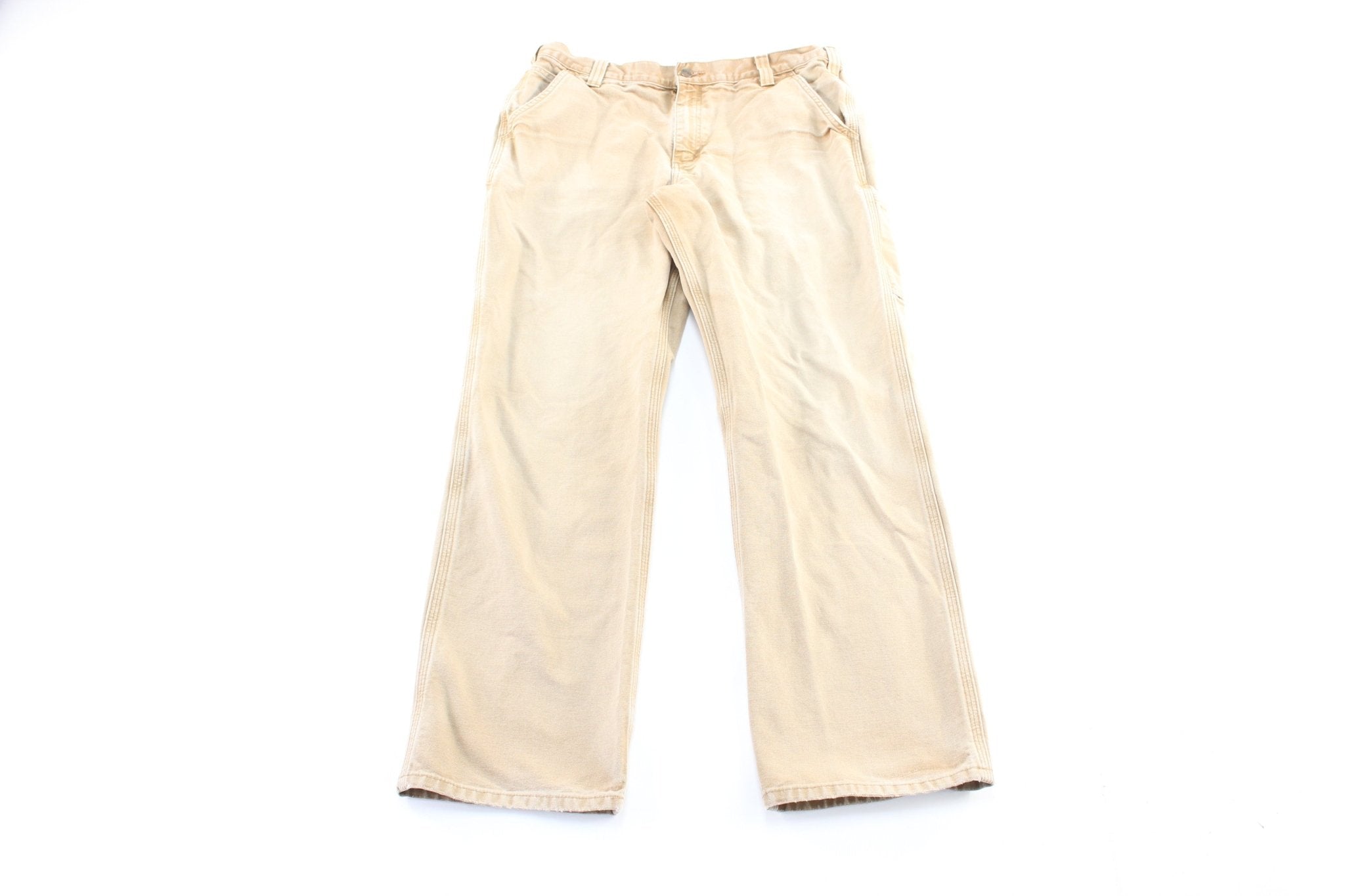 Carhartt Logo Patch Tan Carpenter Pants - ThriftedThreads.com