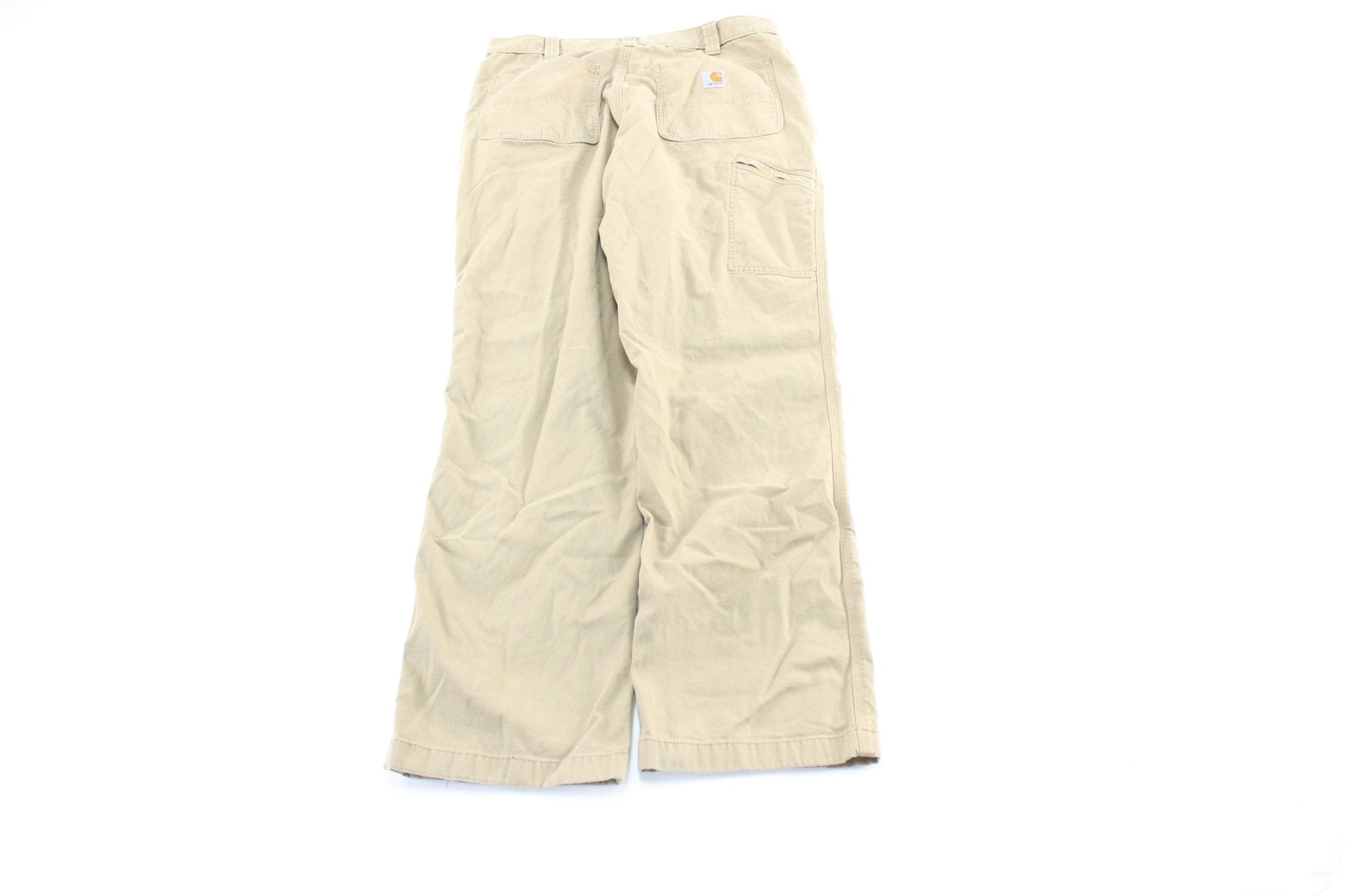 Carhartt Logo Patch Tan Carpenter Pants - ThriftedThreads.com