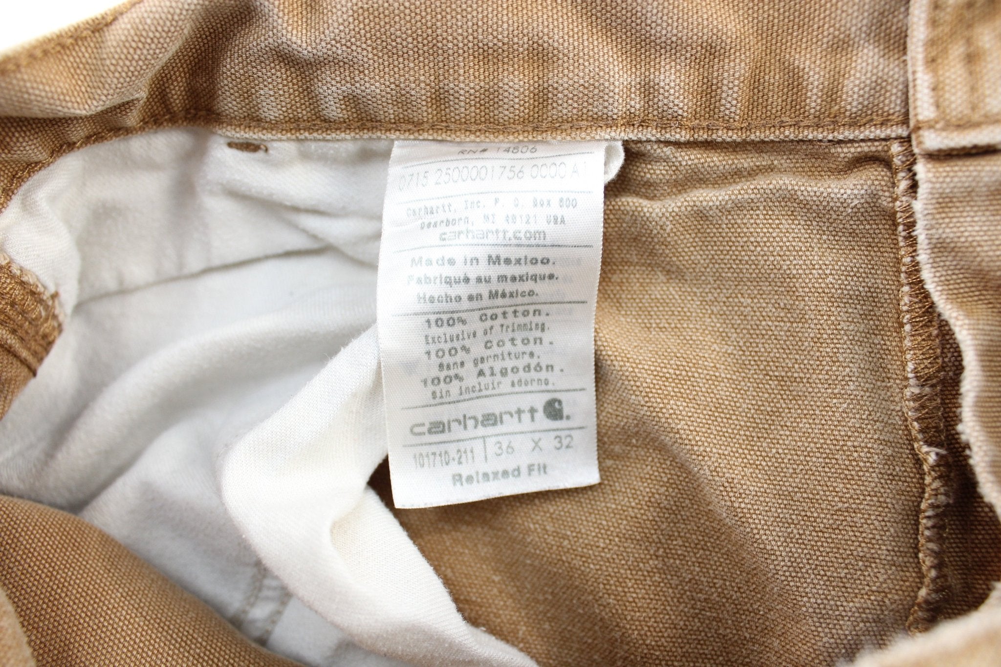 Carhartt Logo Patch Tan Carpenter Pants - ThriftedThreads.com