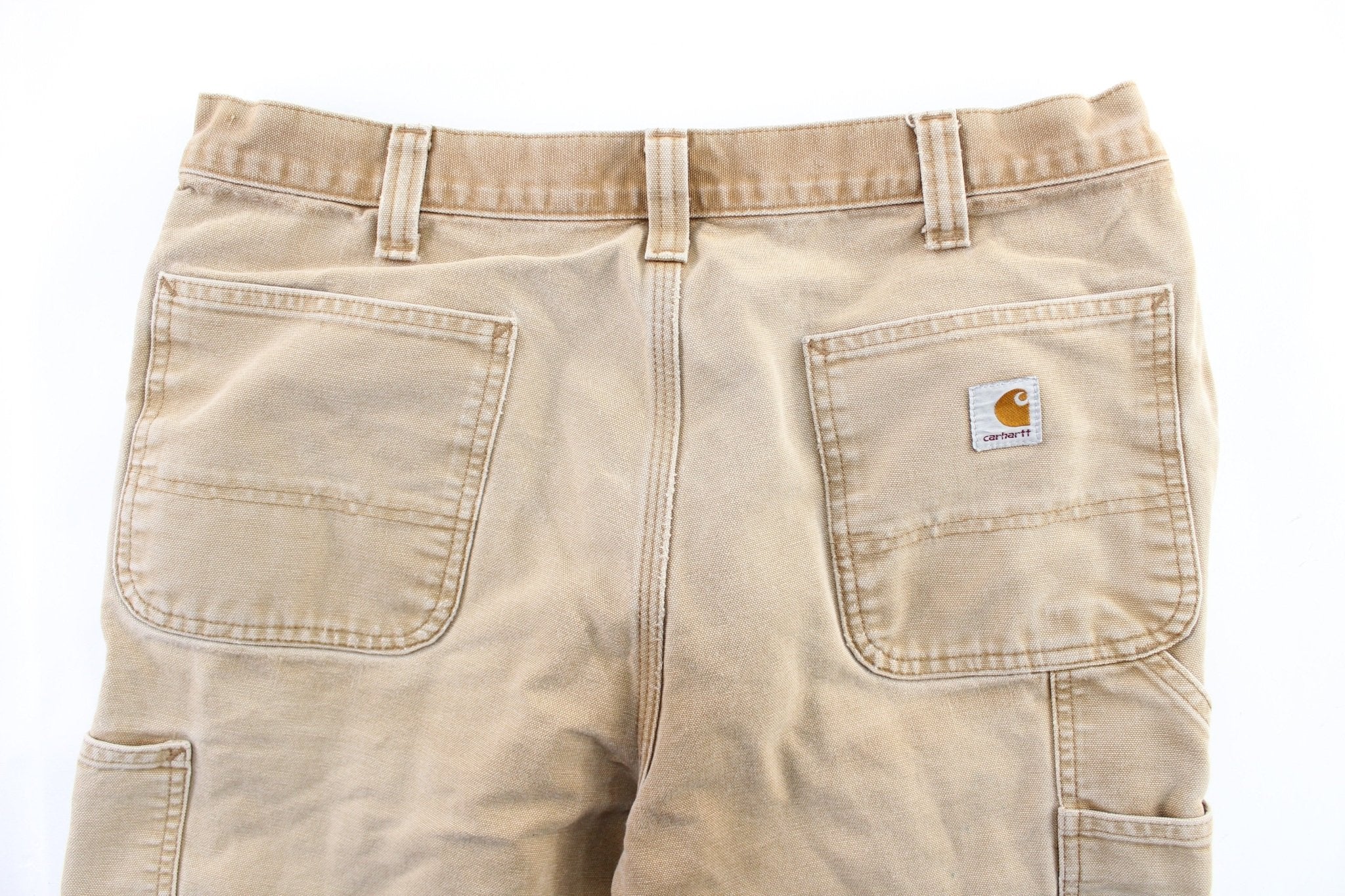 Carhartt Logo Patch Tan Carpenter Pants - ThriftedThreads.com