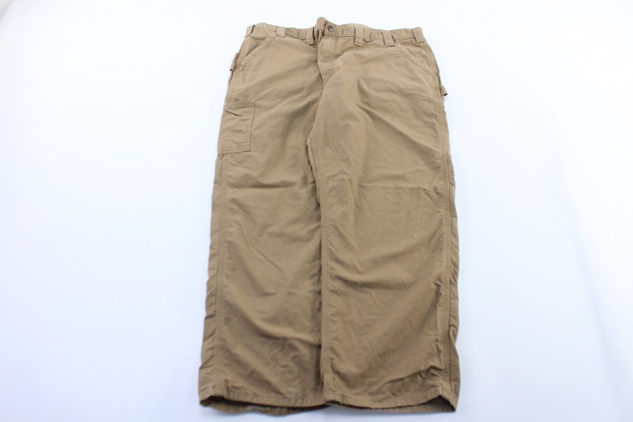 Carhartt Logo Patch Tan Carpenter Pants - ThriftedThreads.com