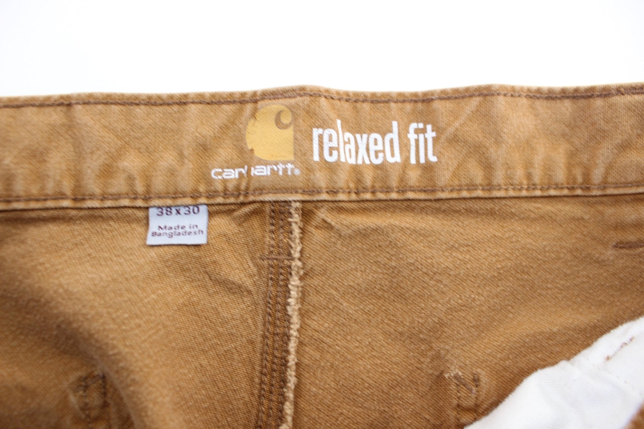 Carhartt Logo Patch Tan Carpenter Pants - ThriftedThreads.com