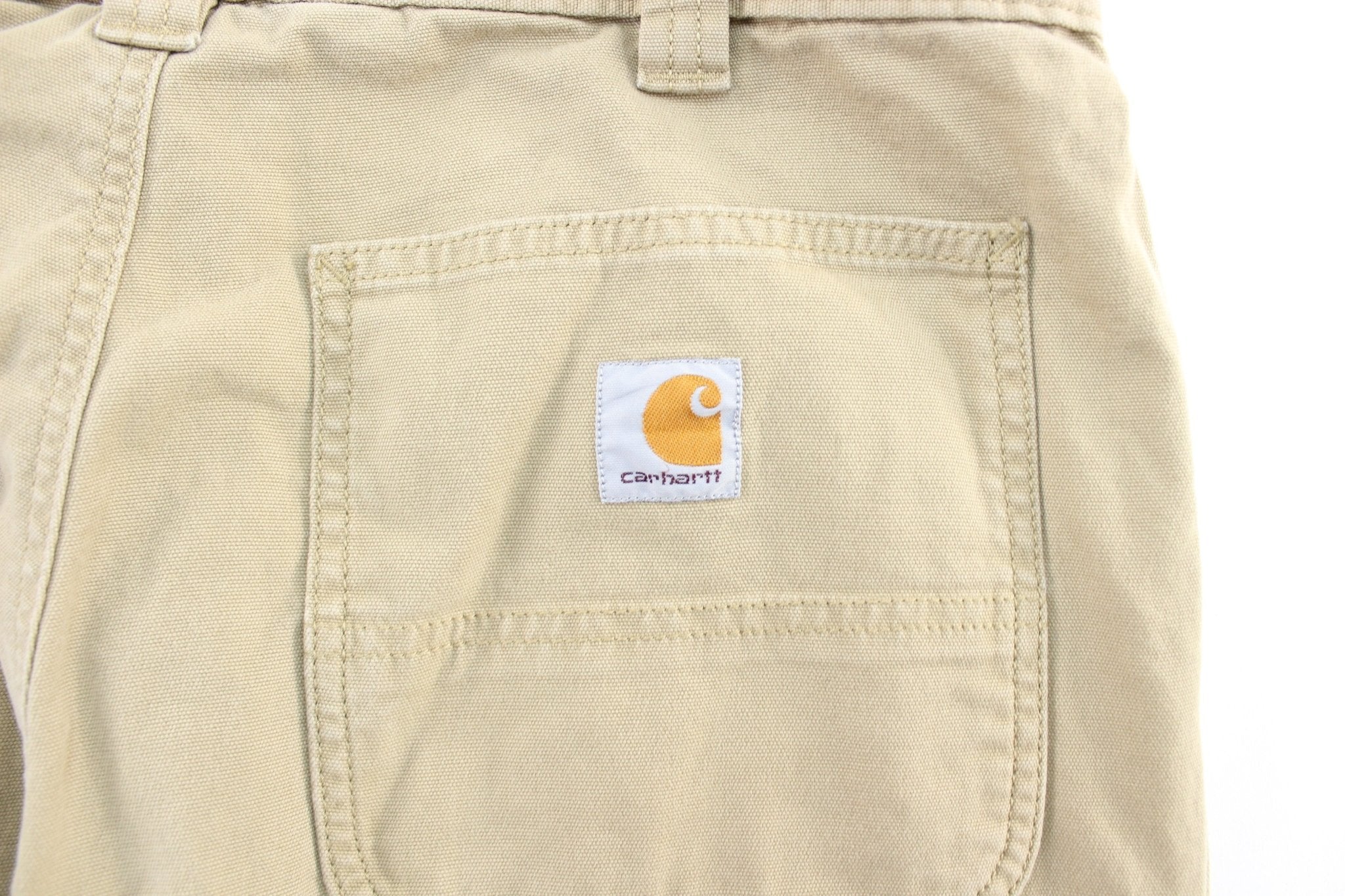 Carhartt Logo Patch Tan Carpenter Pants - ThriftedThreads.com