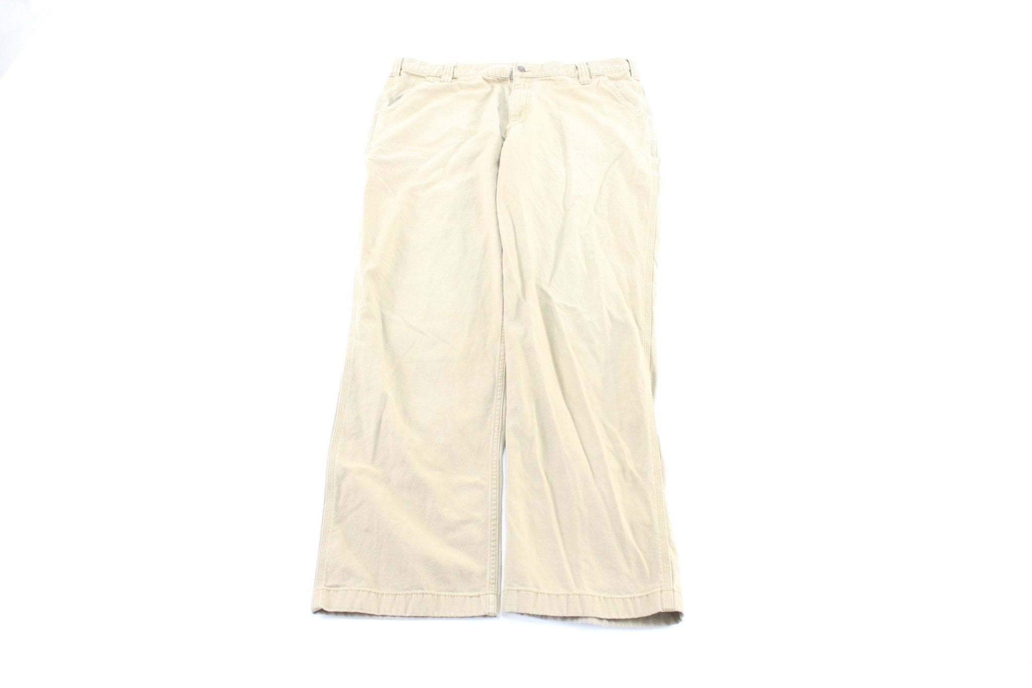 Carhartt Logo Patch Tan Carpenter Pants - ThriftedThreads.com