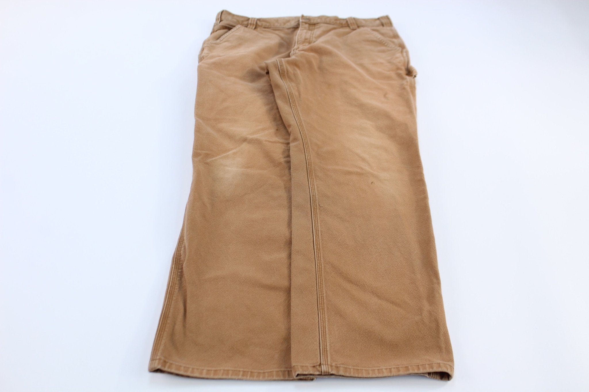 Carhartt Logo Patch Tan Carpenter Pants - ThriftedThreads.com