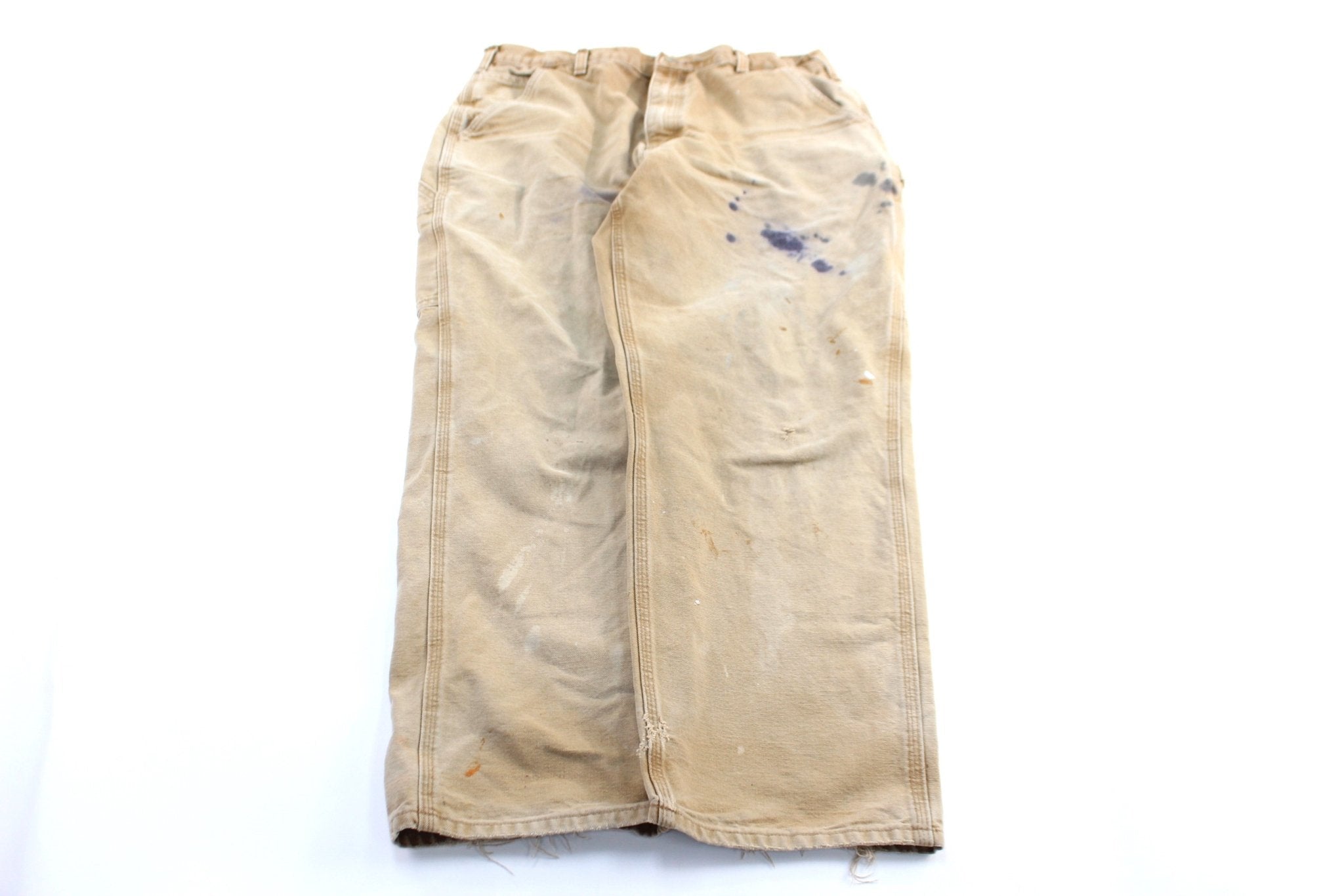 Carhartt Logo Patch Tan Carpenter Pants - ThriftedThreads.com