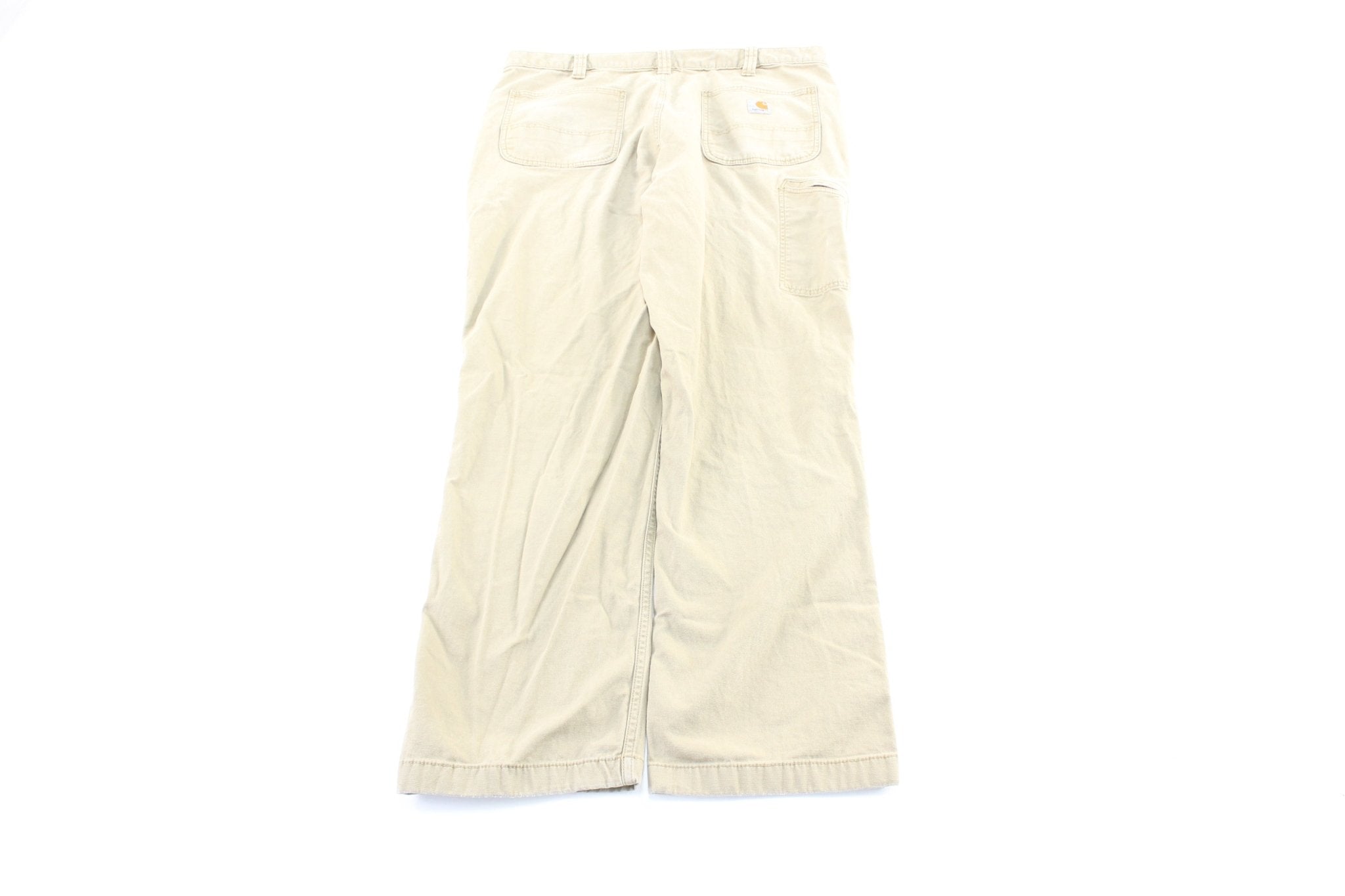 Carhartt Logo Patch Tan Carpenter Pants - ThriftedThreads.com