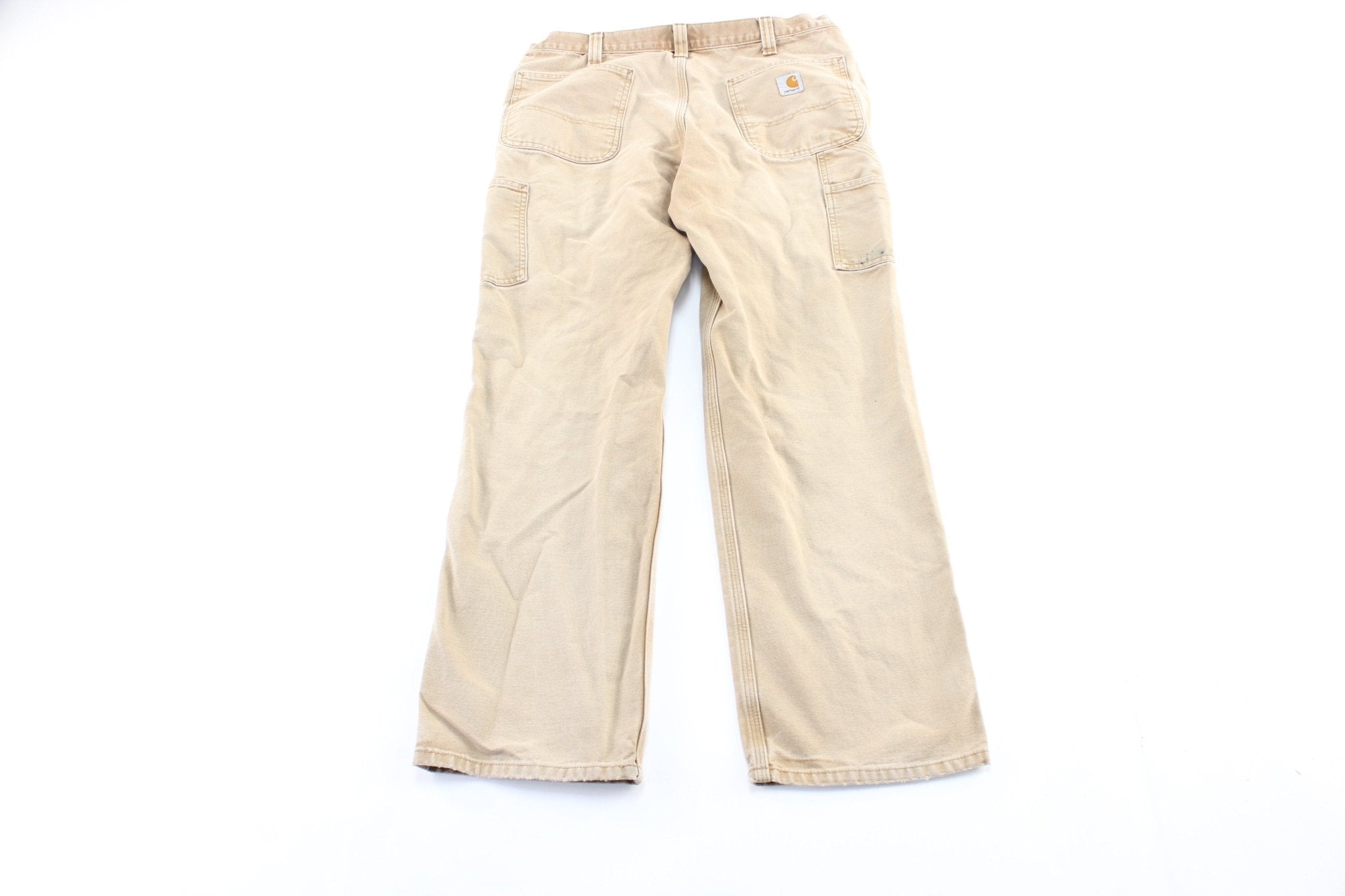 Carhartt Logo Patch Tan Carpenter Pants - ThriftedThreads.com