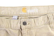 Carhartt Logo Patch Tan Carpenter Pants - ThriftedThreads.com