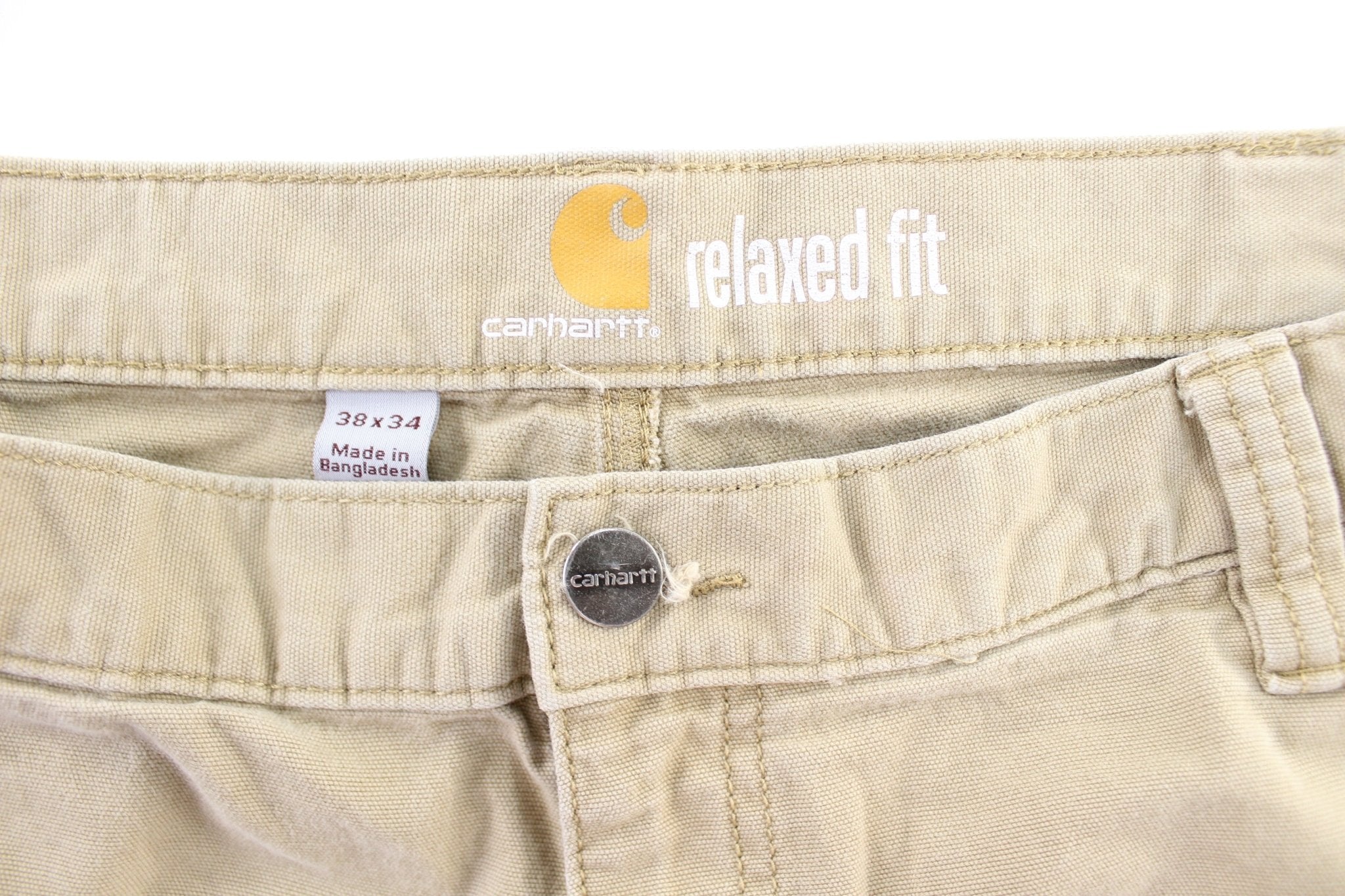 Carhartt Logo Patch Tan Carpenter Pants - ThriftedThreads.com