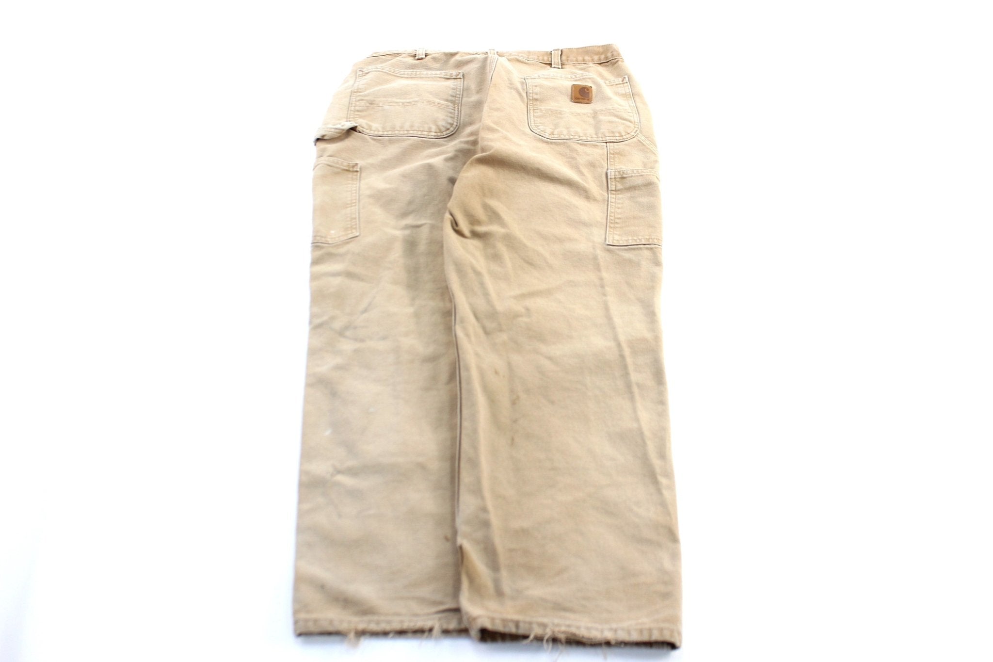 Carhartt Logo Patch Tan Carpenter Pants - ThriftedThreads.com