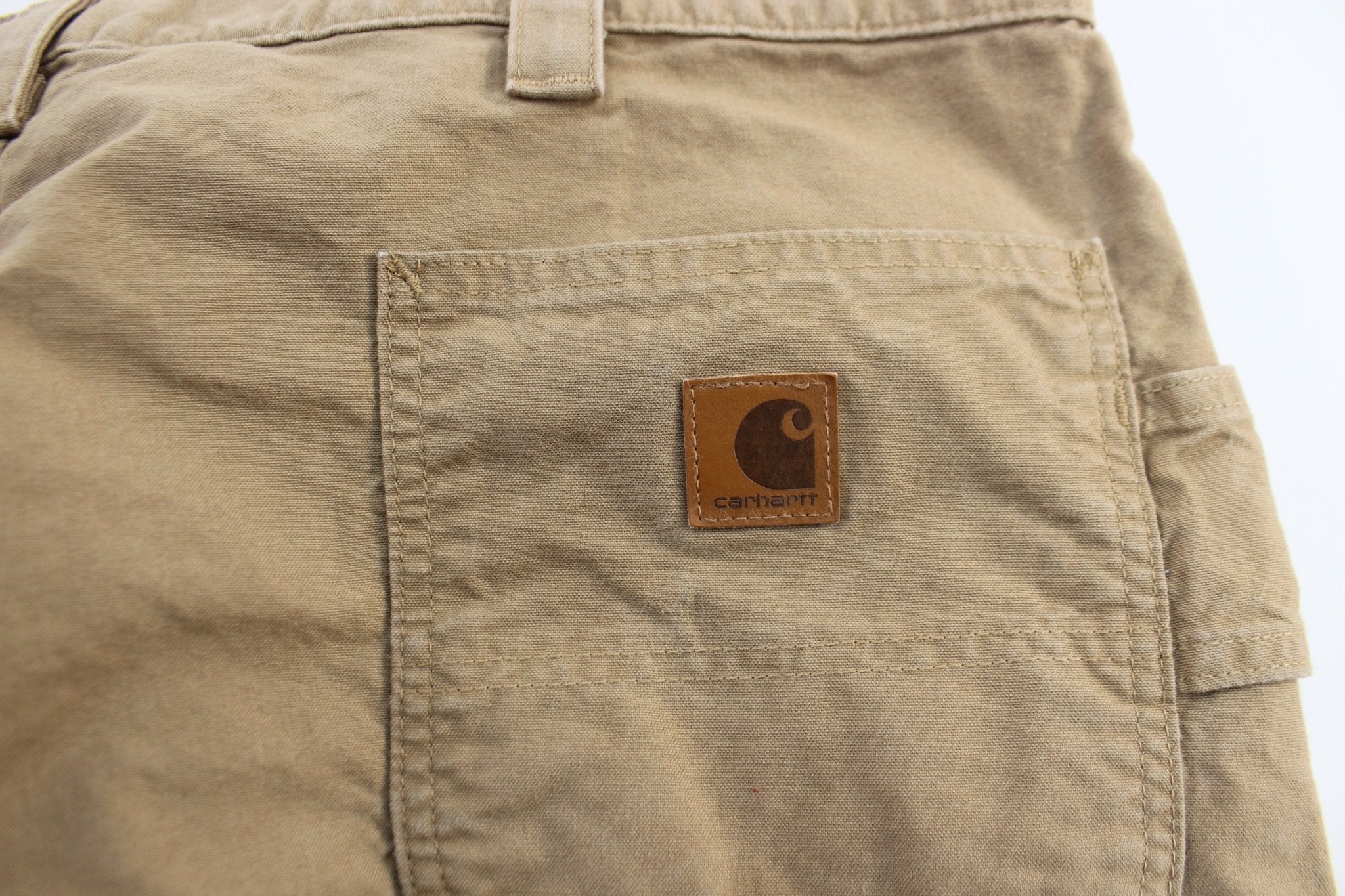 Carhartt Logo Patch Tan Carpenter Pants - ThriftedThreads.com