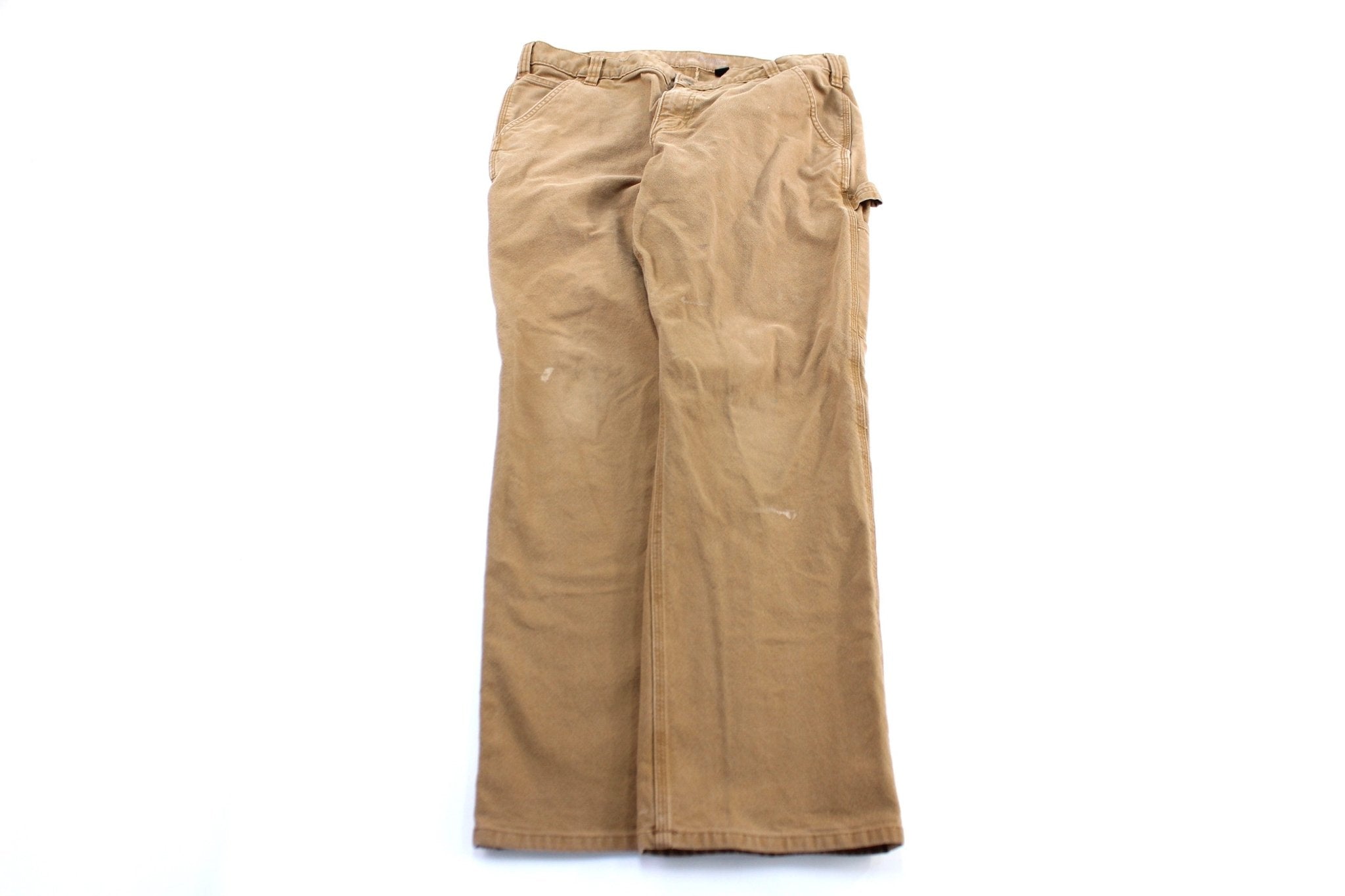 Carhartt Logo Patch Tan Carpenter Pants - ThriftedThreads.com