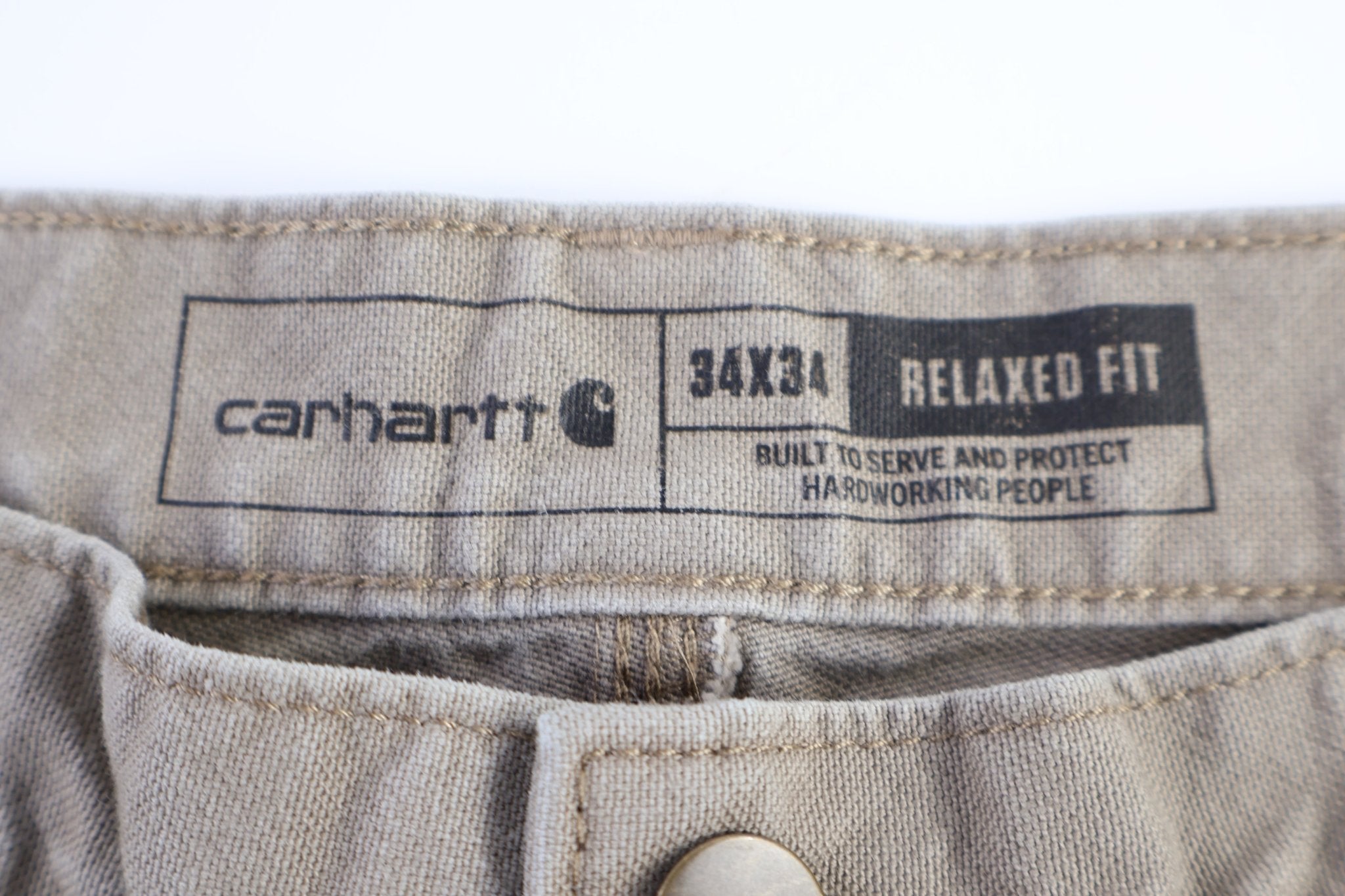 Carhartt Logo Patch Tan Carpenter Pants - Pants - Thrifted Threads