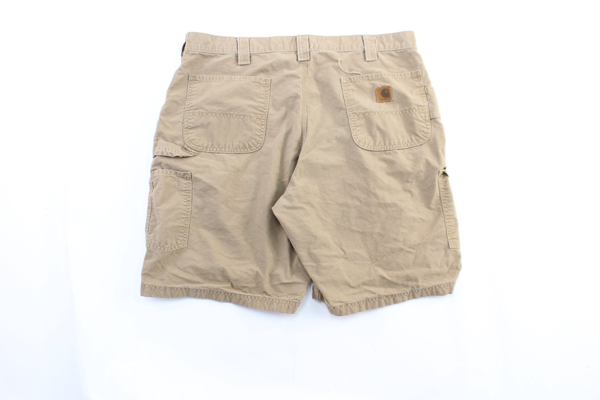 Carhartt Logo Patch Tan Carpenter Shorts - ThriftedThreads.com