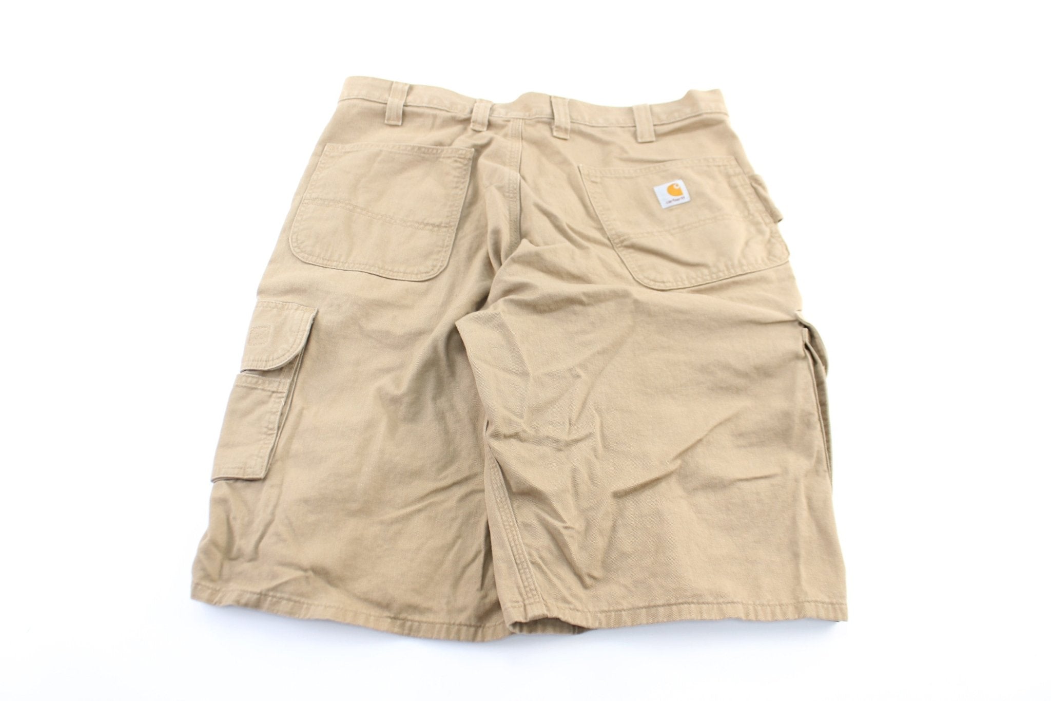 Carhartt Logo Patch Tan Carpenter Shorts - ThriftedThreads.com