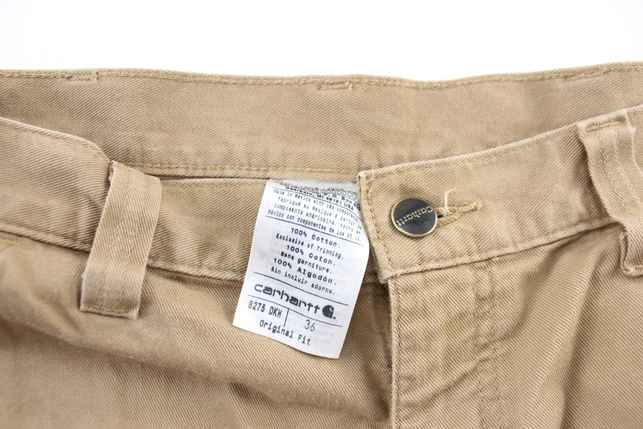 Carhartt Logo Patch Tan Carpenter Shorts - ThriftedThreads.com