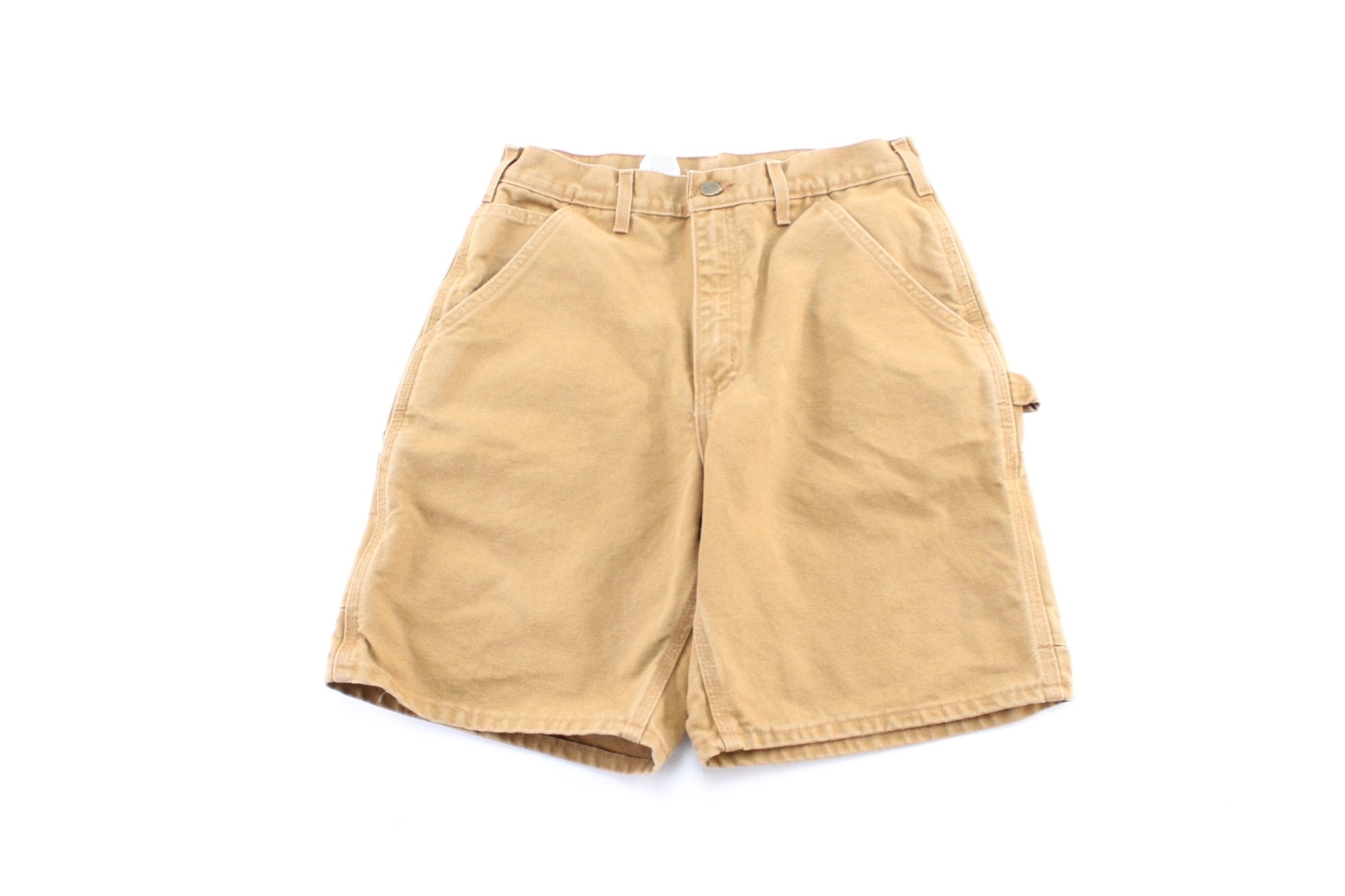 Carhartt Logo Patch Tan Carpenter Shorts - ThriftedThreads.com