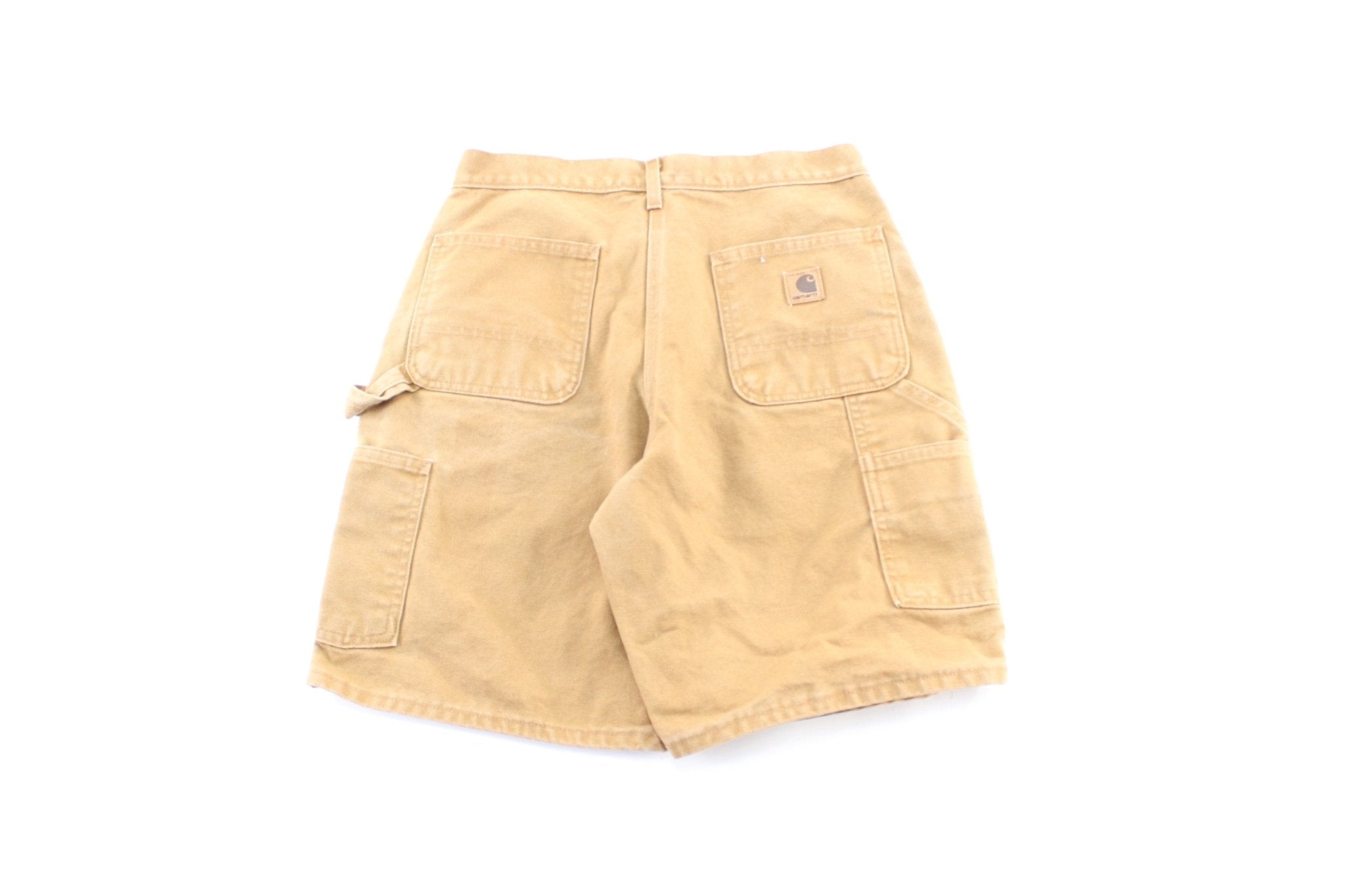 Carhartt Logo Patch Tan Carpenter Shorts - ThriftedThreads.com