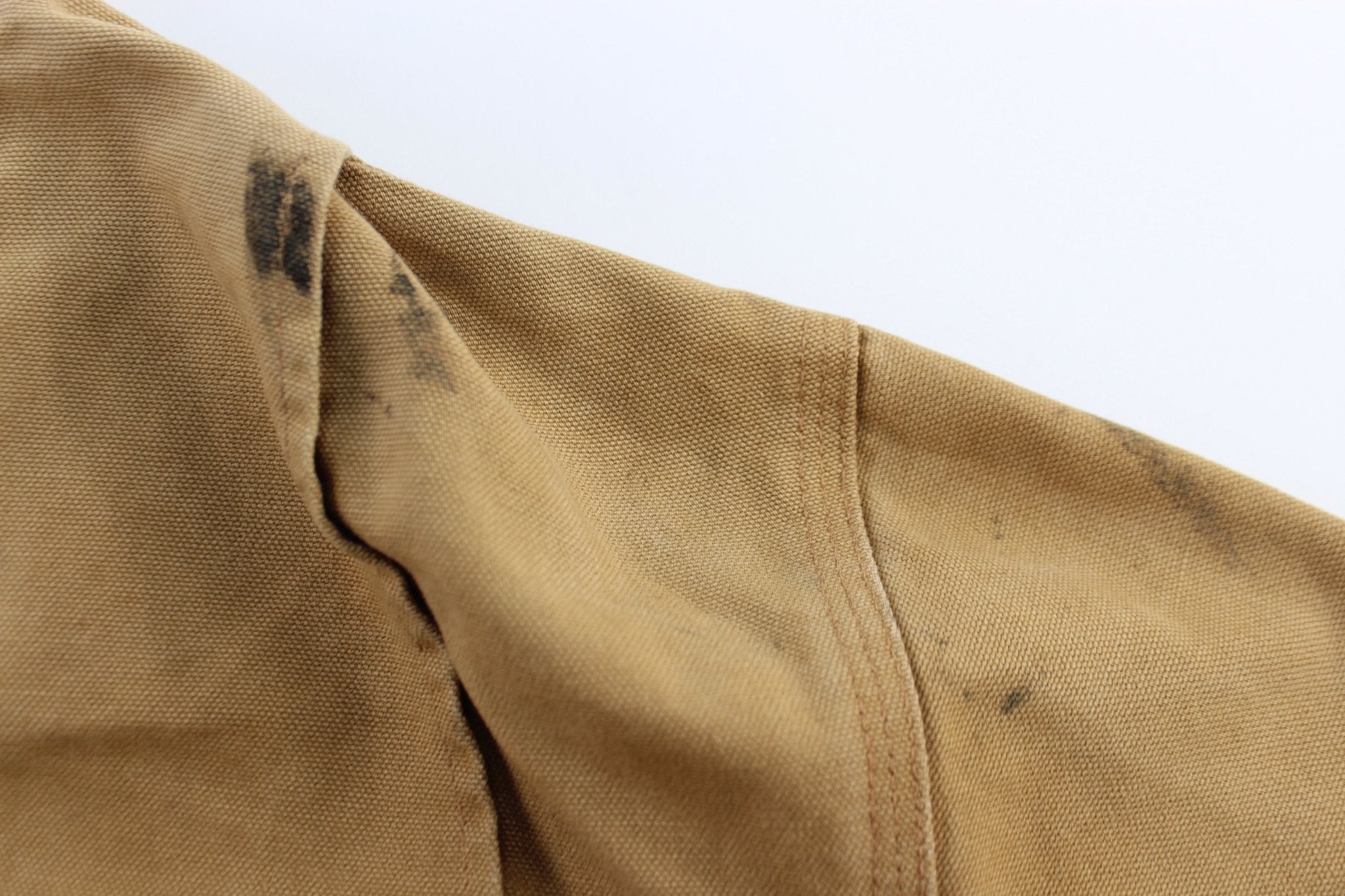 Carhartt Logo Patch Tan Chore Jacket - ThriftedThreads.com