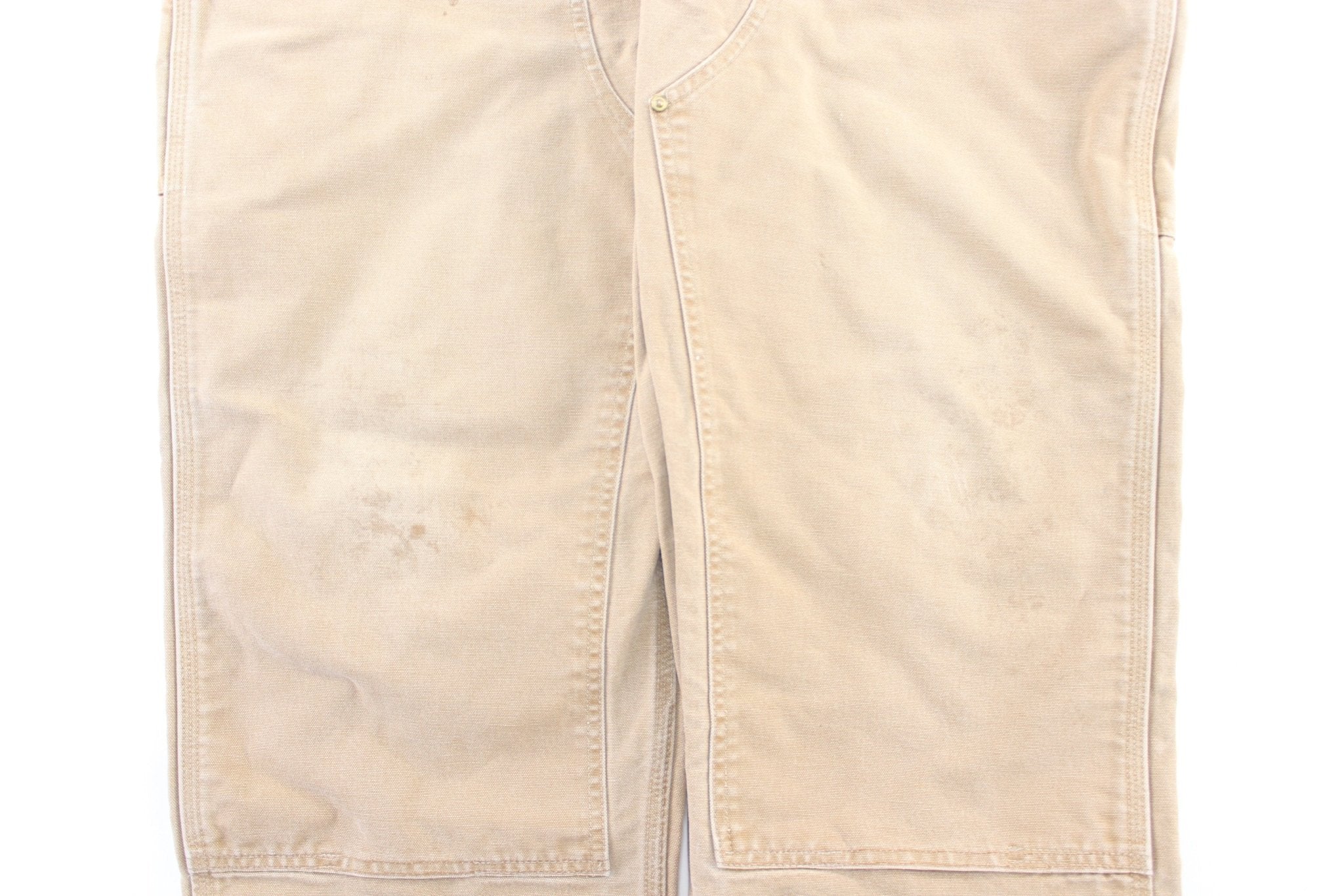 Carhartt Logo Patch Tan Double Knee Pants - ThriftedThreads.com