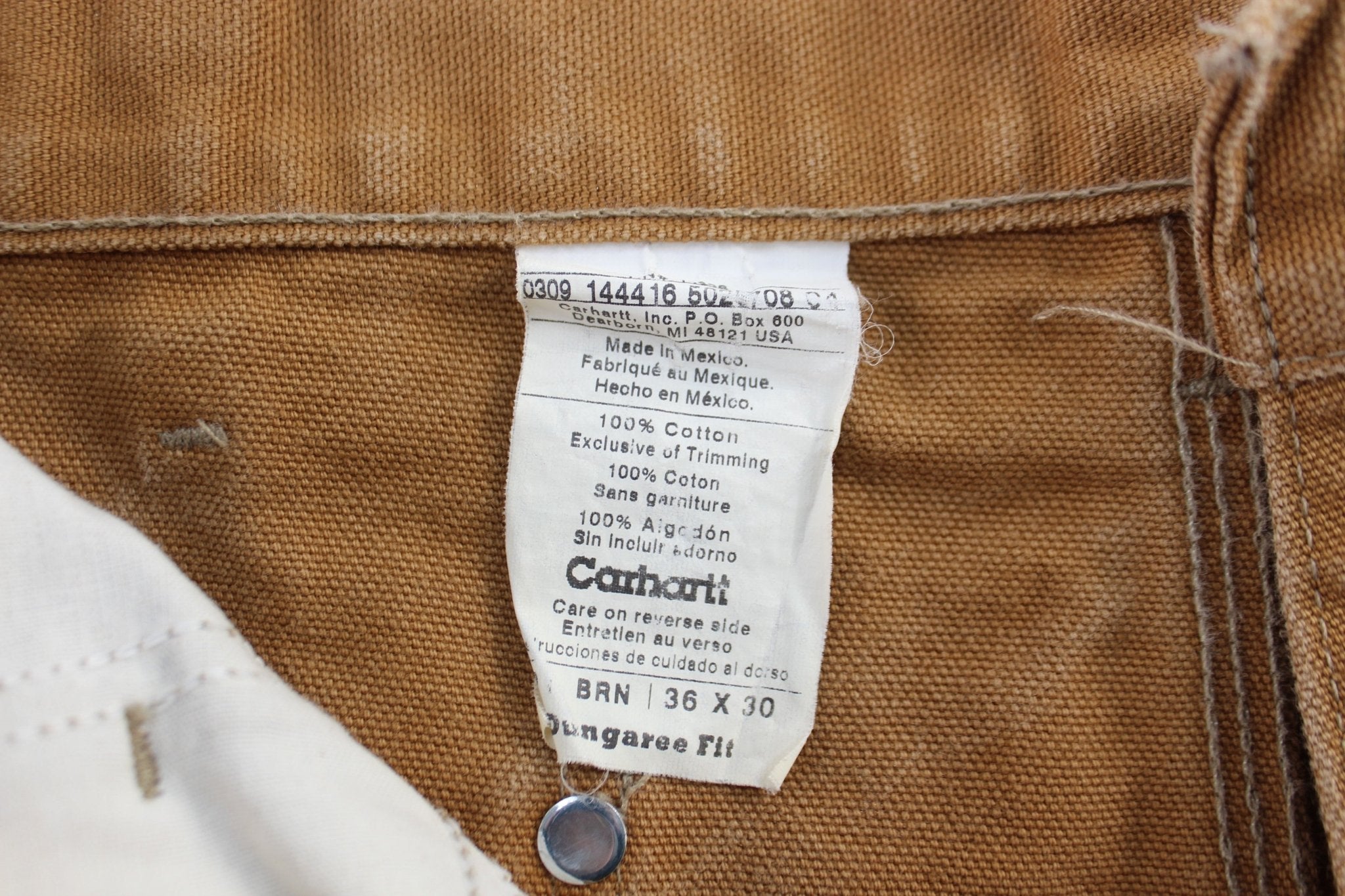 Carhartt Logo Patch Tan Double Knee Pants - ThriftedThreads.com