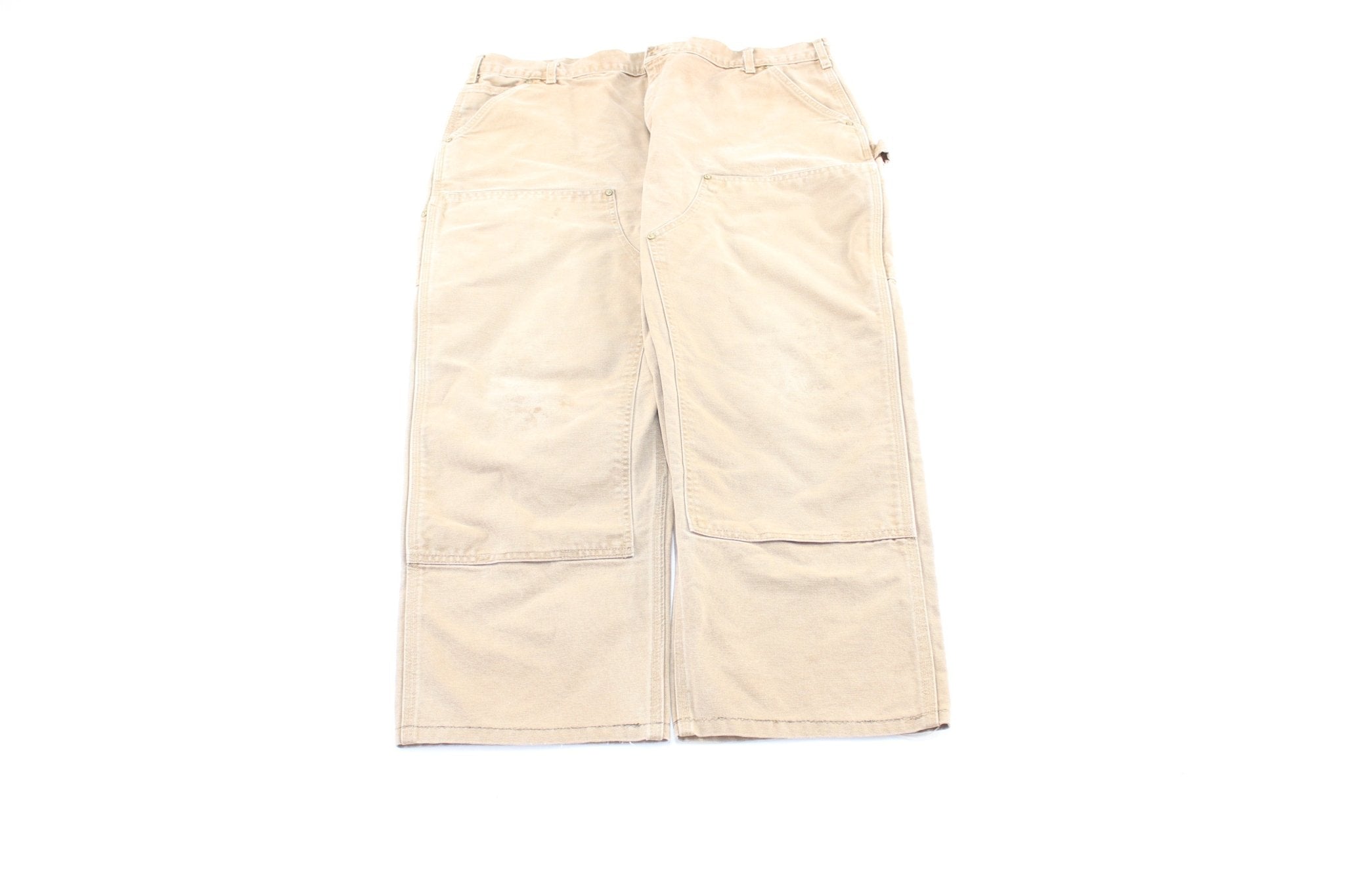 Carhartt Logo Patch Tan Double Knee Pants - ThriftedThreads.com