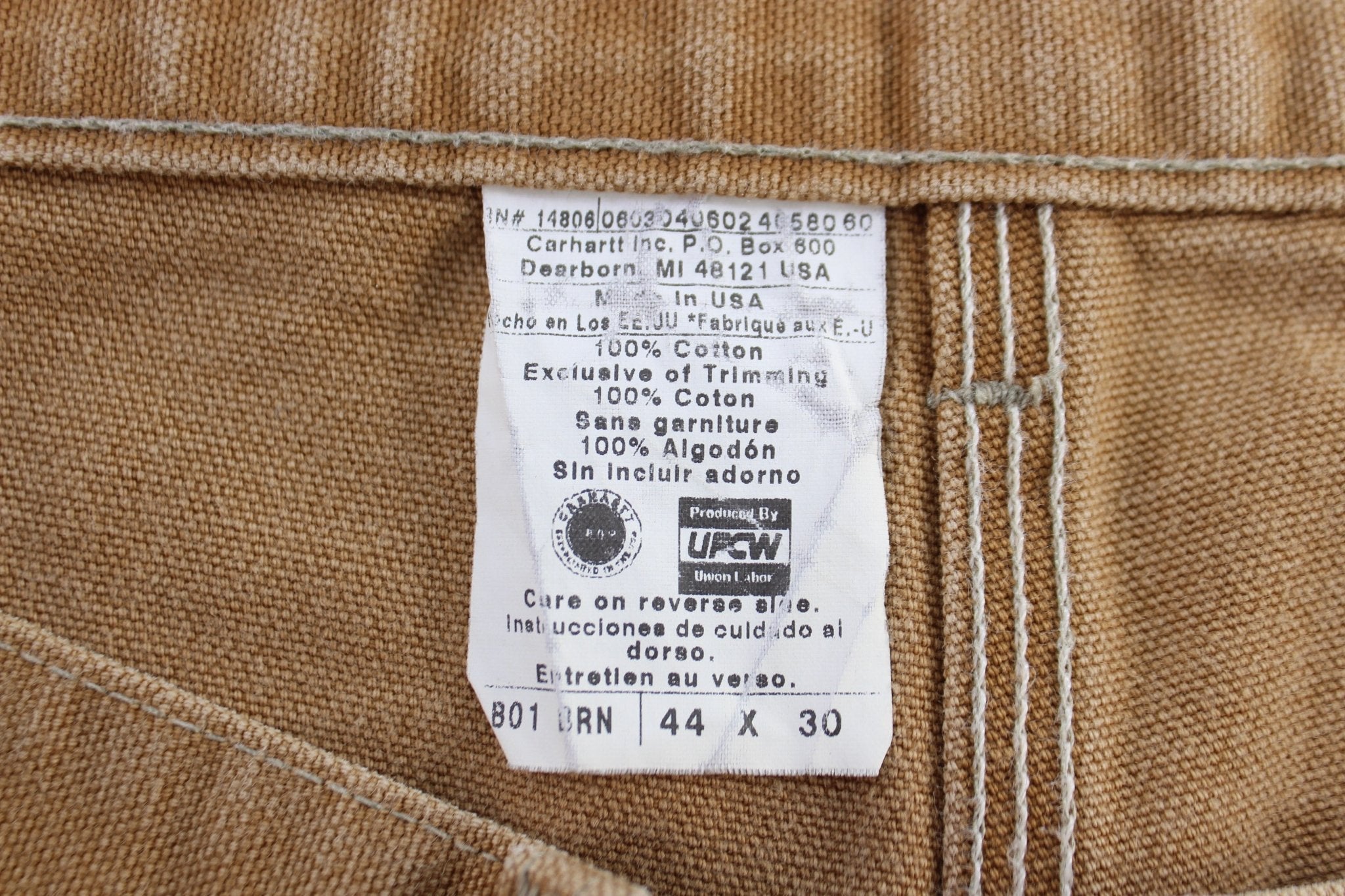 Carhartt Logo Patch Tan Double Knee Pants - Pants - Thrifted Threads