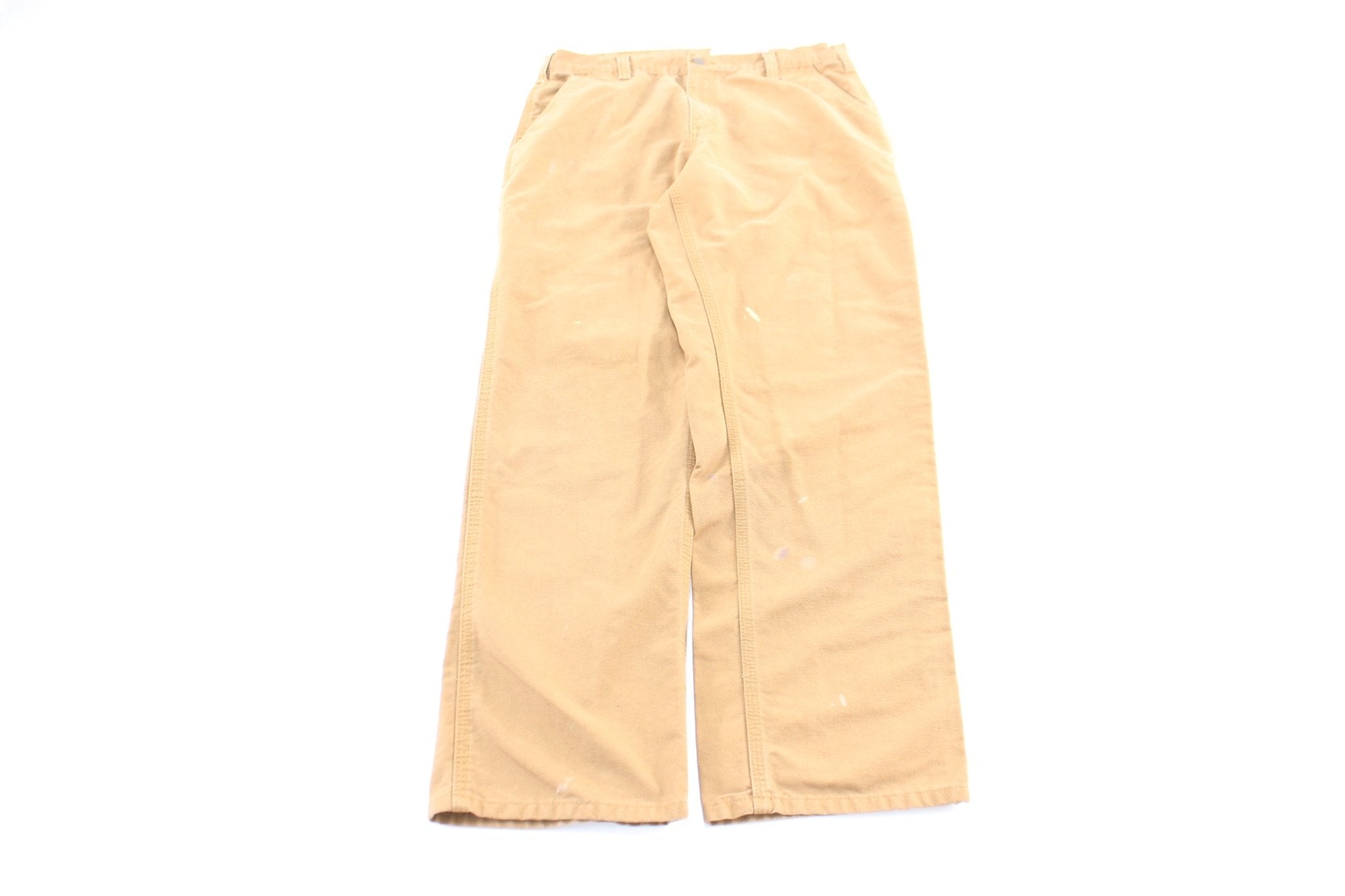 Carhartt Logo Patch Tan Dungaree Fit Pants - ThriftedThreads.com