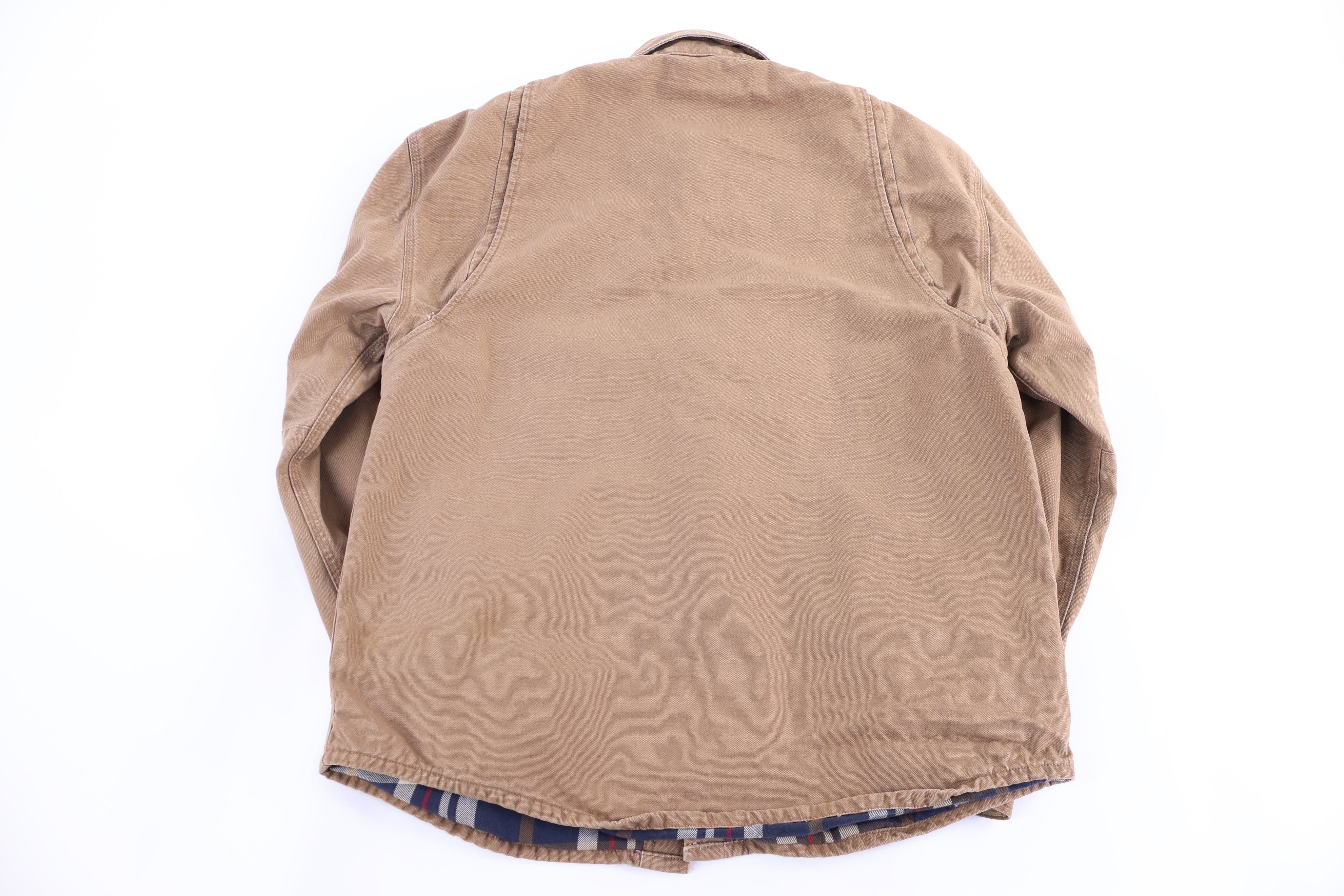 Carhartt Logo Patch Tan Flannel Lined LS Button Down - Button Ups/Downs - Thrifted Threads