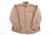 Carhartt Logo Patch Tan Flannel Lined LS Button Down - Button Ups/Downs - Thrifted Threads