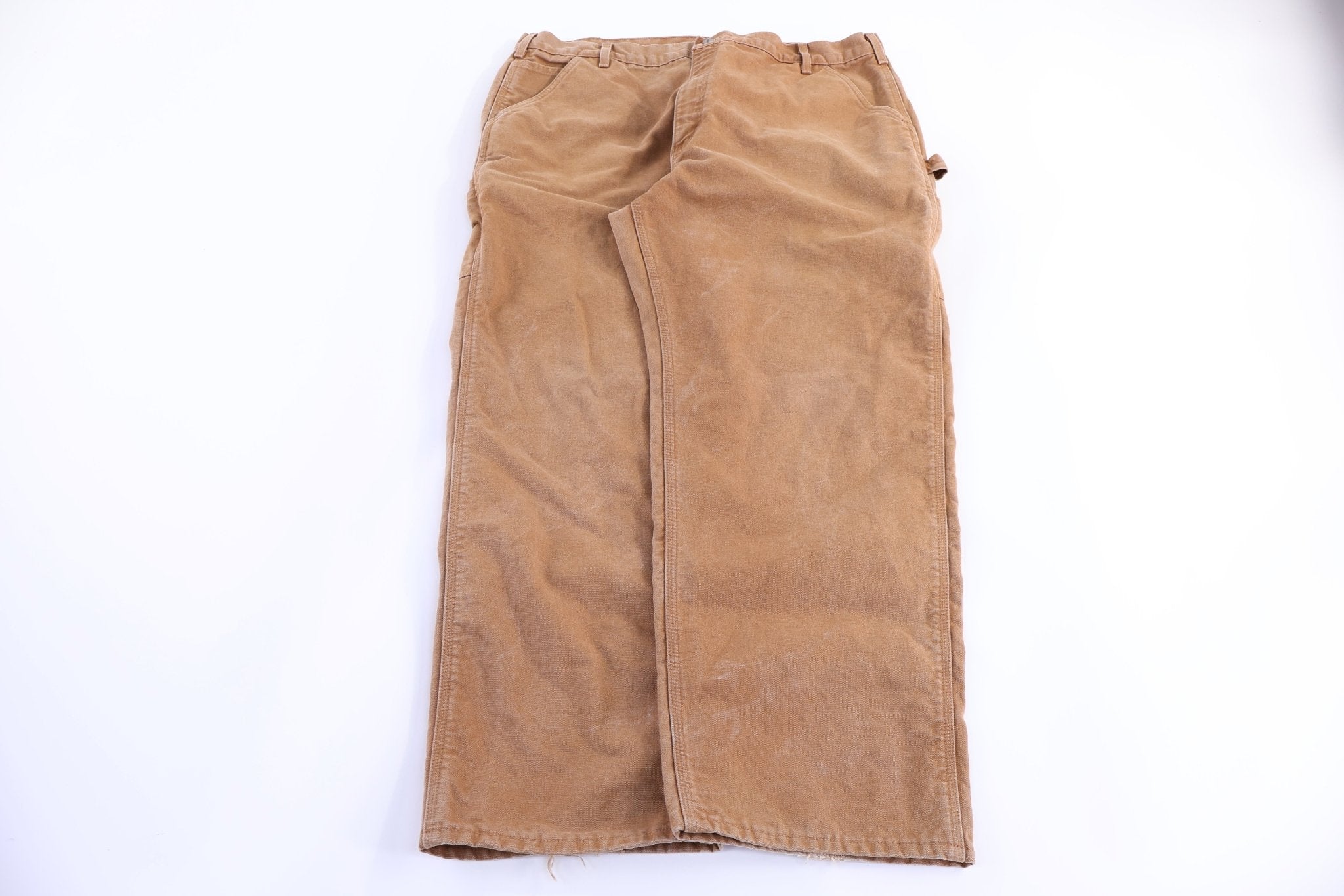 Carhartt Logo Patch Tan Flannel Lined Pants - Pants - Thrifted Threads