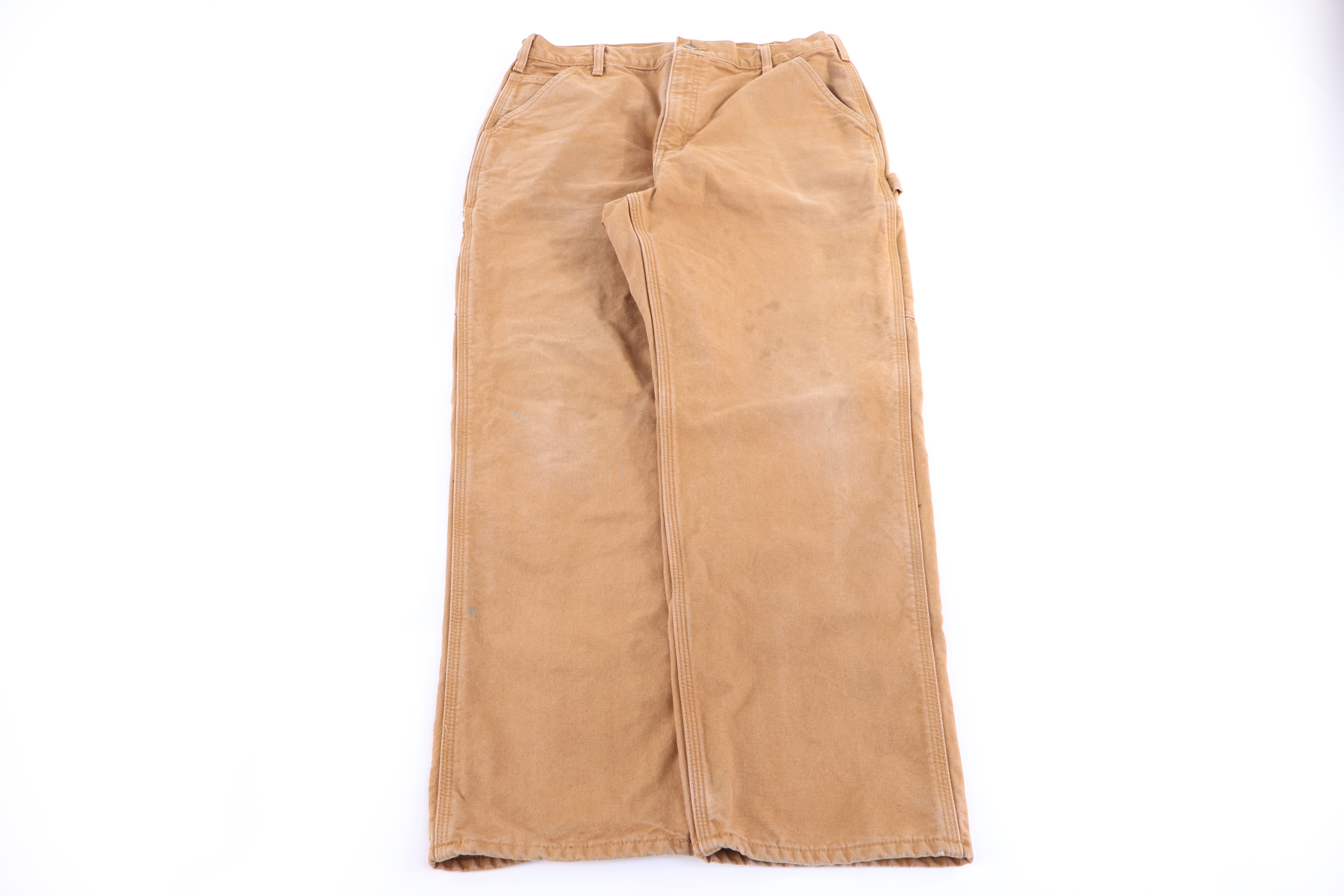 Carhartt Logo Patch Tan Flannel Lined Pants - Pants/Shorts - Thrifted Threads