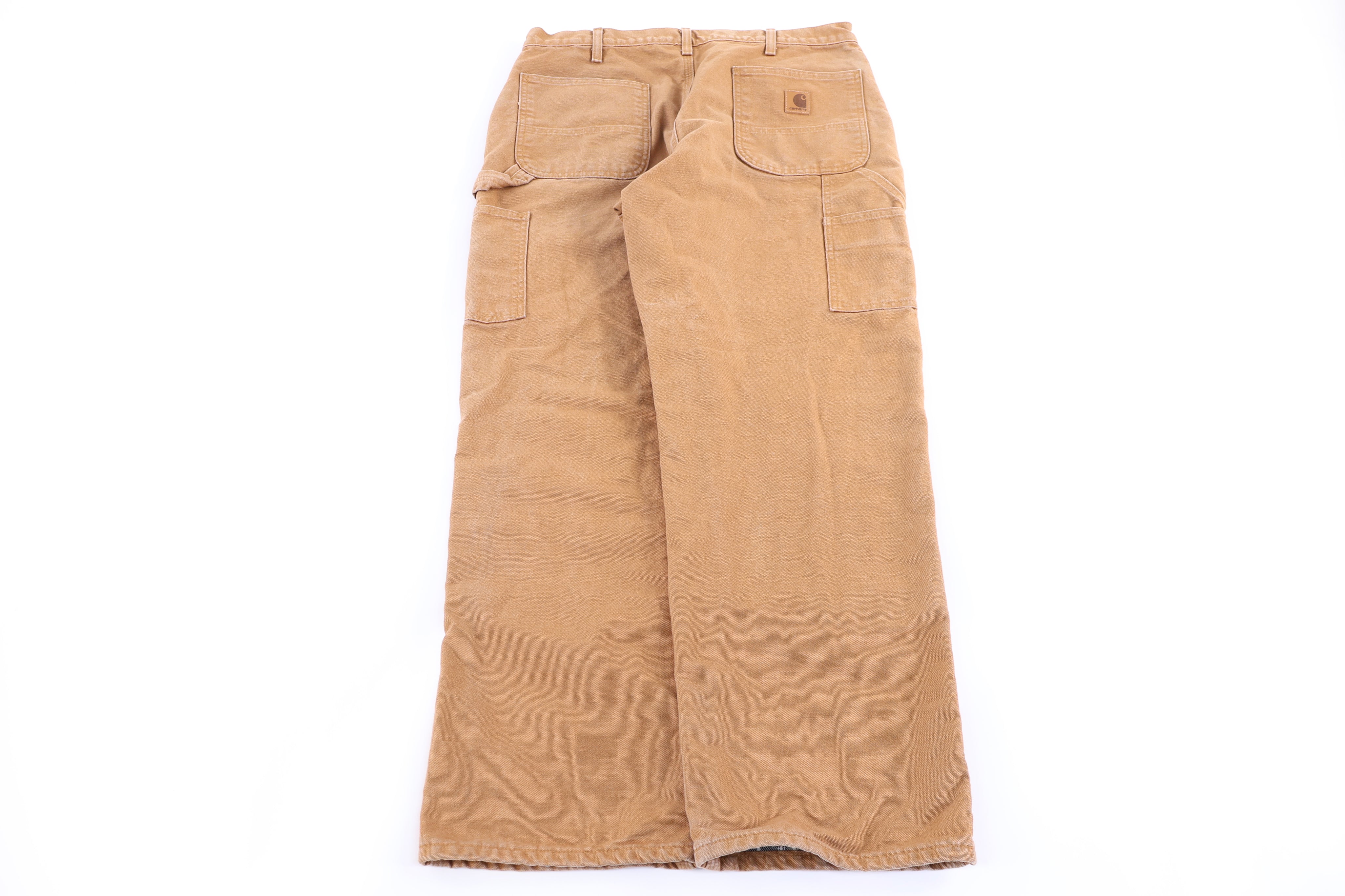 Carhartt Logo Patch Tan Flannel Lined Pants - Pants/Shorts - Thrifted Threads