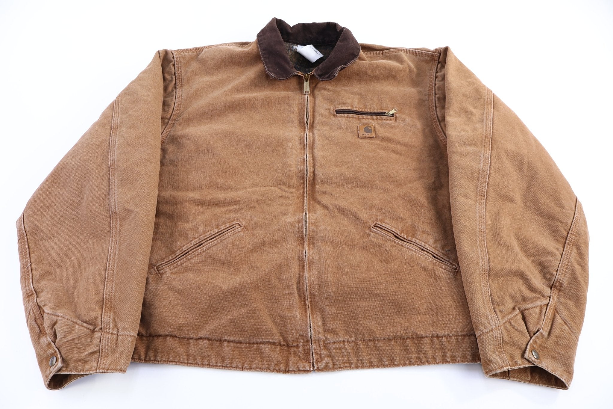 Carhartt Logo Patch Tan Full Zip Detroit Jacket - Jacket - Thrifted Threads