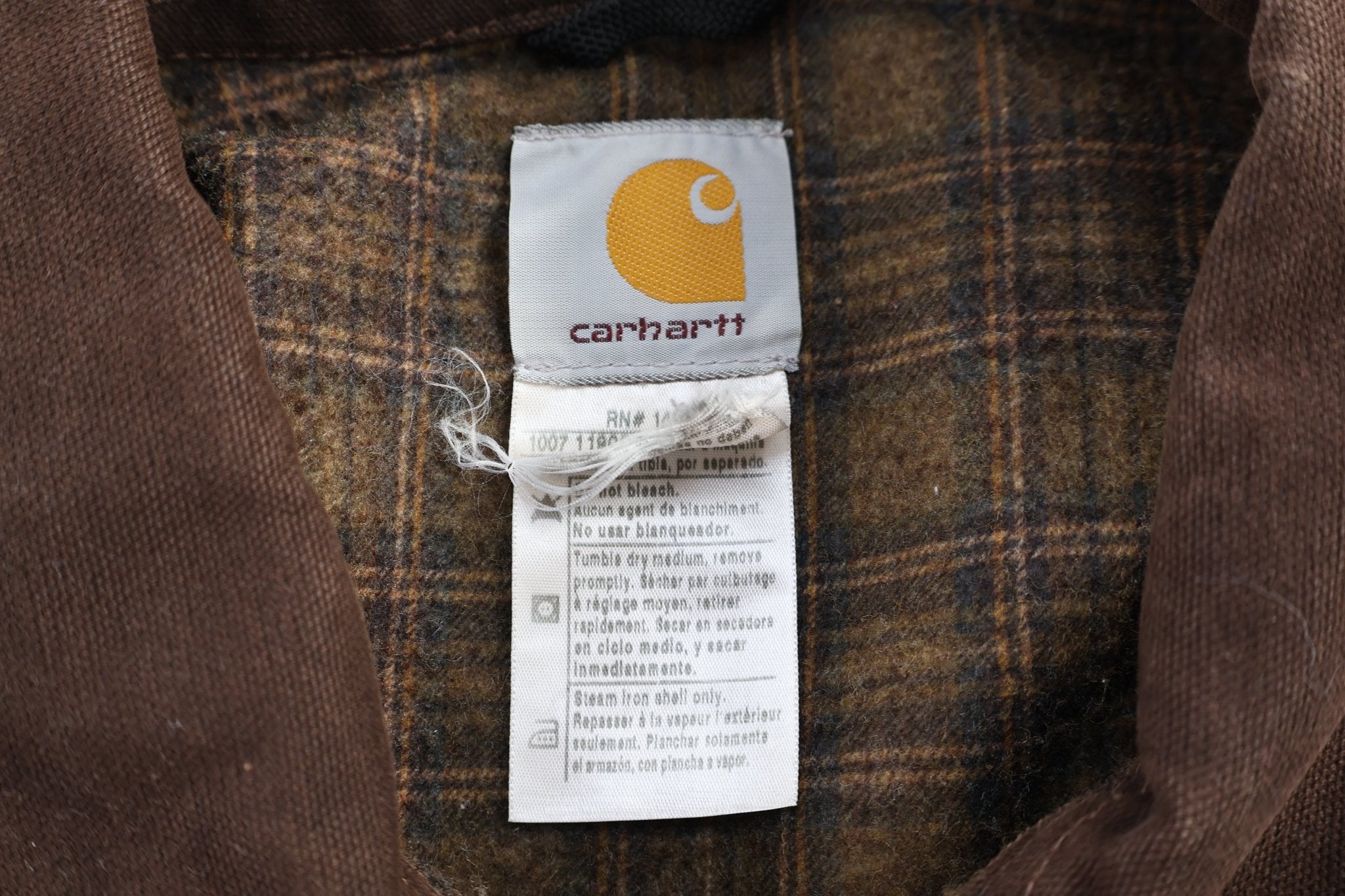 Carhartt Logo Patch Tan Full Zip Detroit Jacket - Jacket - Thrifted Threads