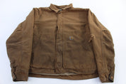Carhartt Logo Patch Tan Full Zip Jacket - ThriftedThreads.com