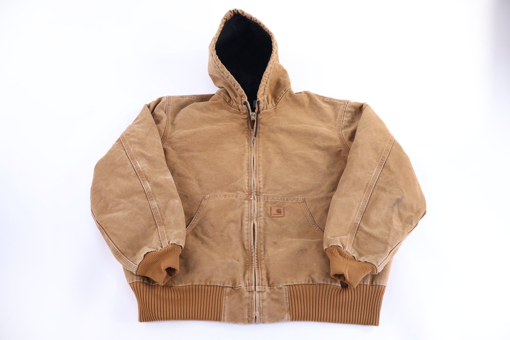 Carhartt Logo Patch Tan Full Zip Jacket - Jacket - Thrifted Threads
