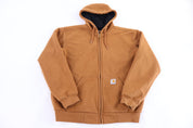 Carhartt Logo Patch Tan Full Zip Jacket - Jacket - Thrifted Threads