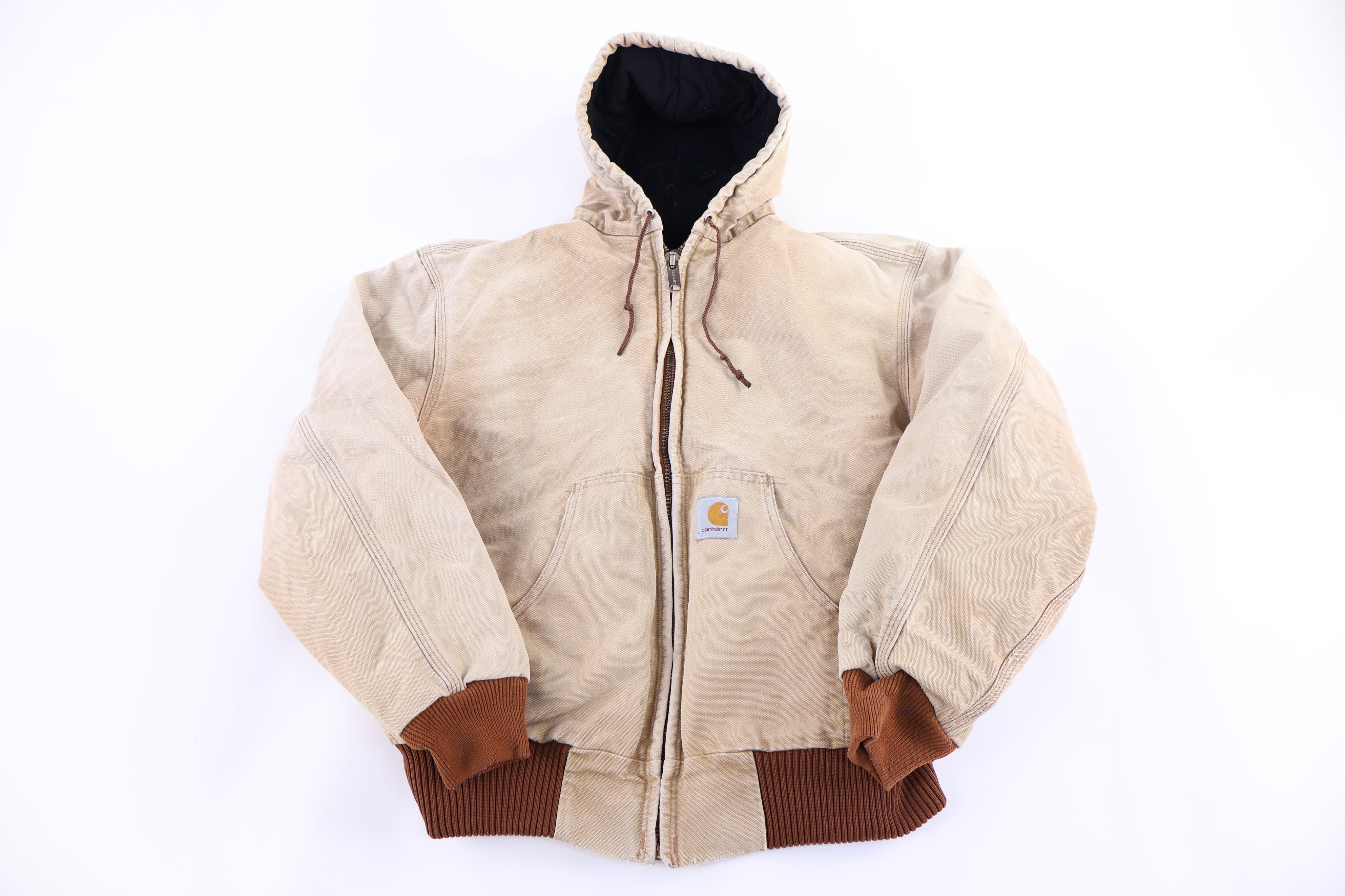 Carhartt Logo Patch Tan Full Zip Jacket - Jacket - Thrifted Threads
