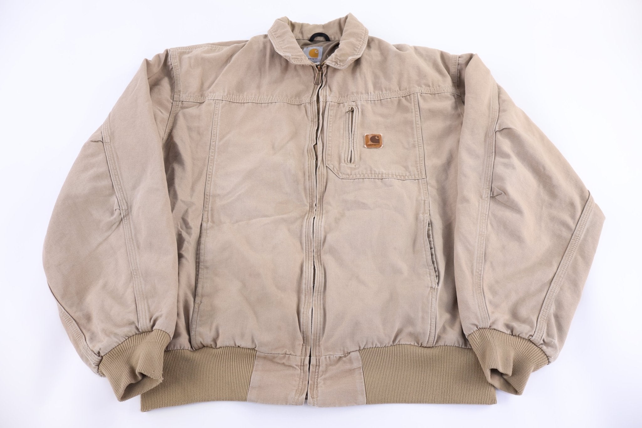 Carhartt Logo Patch Tan Full Zip Jacket - Jacket - Thrifted Threads