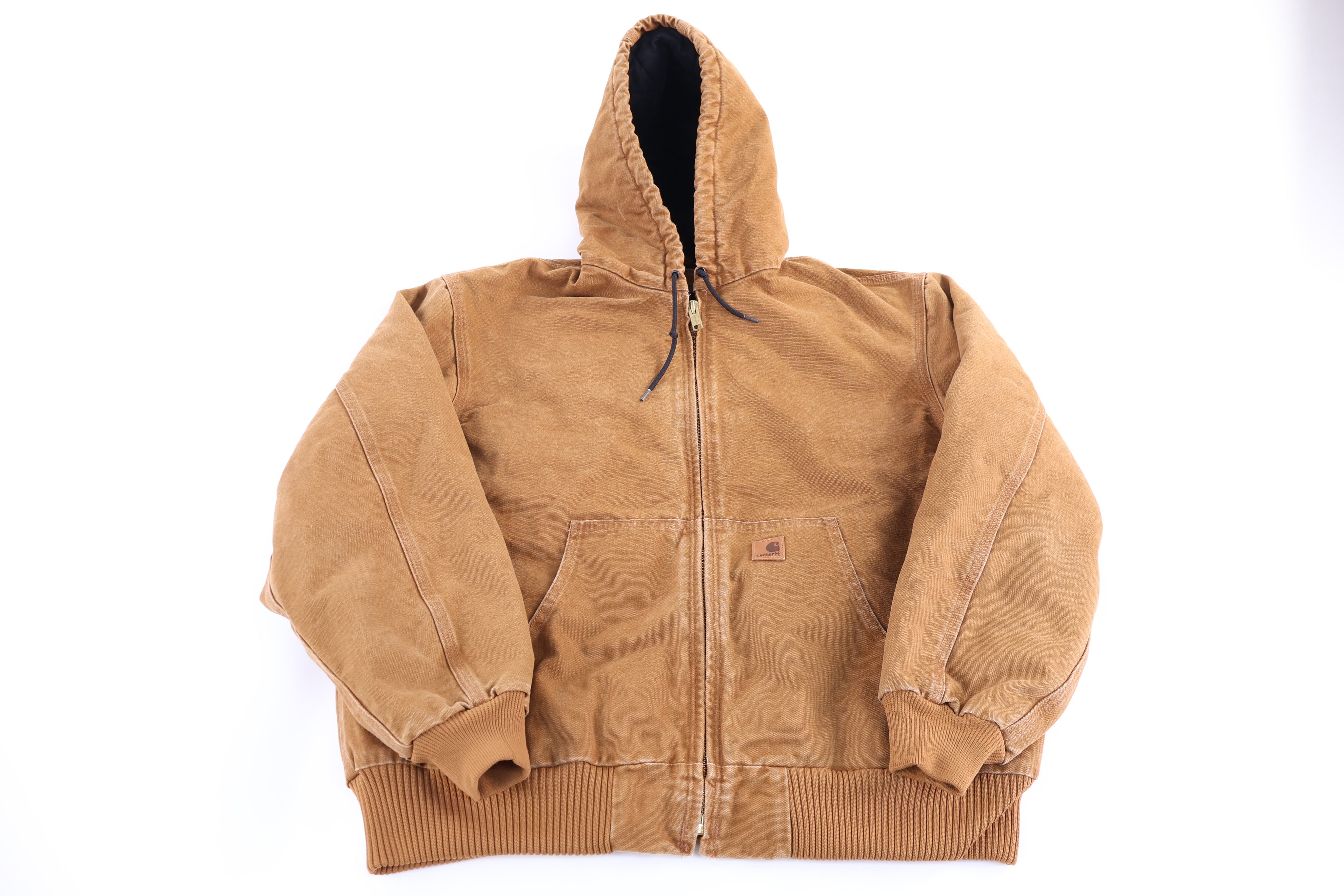 Carhartt Logo Patch Tan Full Zip Jacket - Jacket - Thrifted Threads