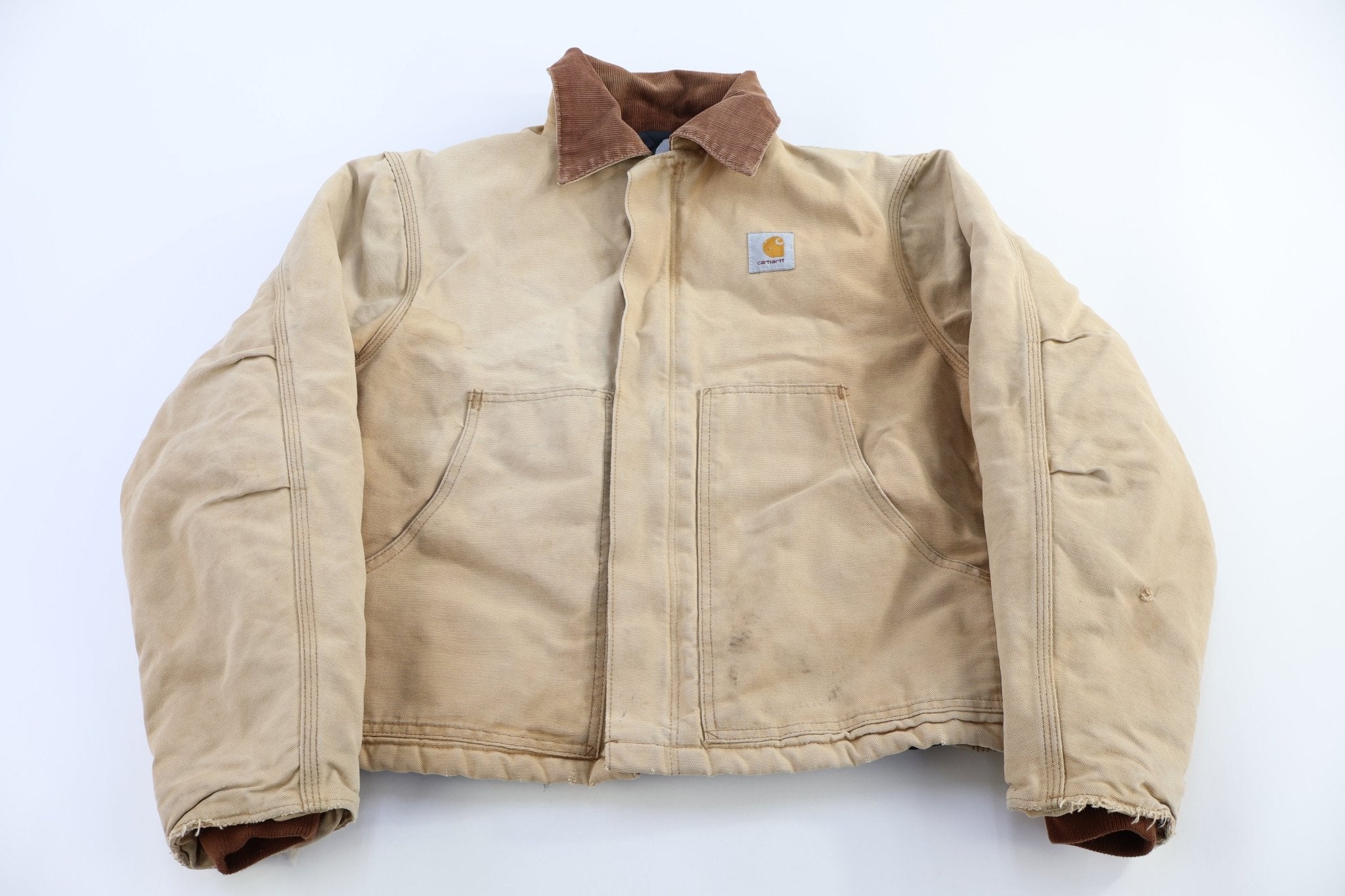 Carhartt Logo Patch Tan Full Zip Jacket - Jacket - Thrifted Threads